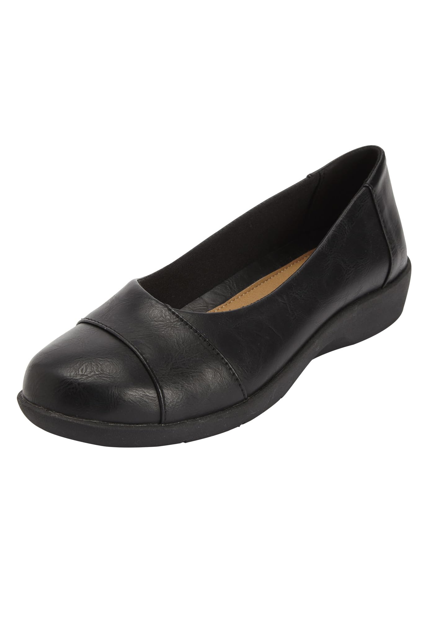 Comfortview Women's Wide Width The Gab Flat Shoes - Comfortable Slip-On Loafers for Casual Wear & Office Outfits