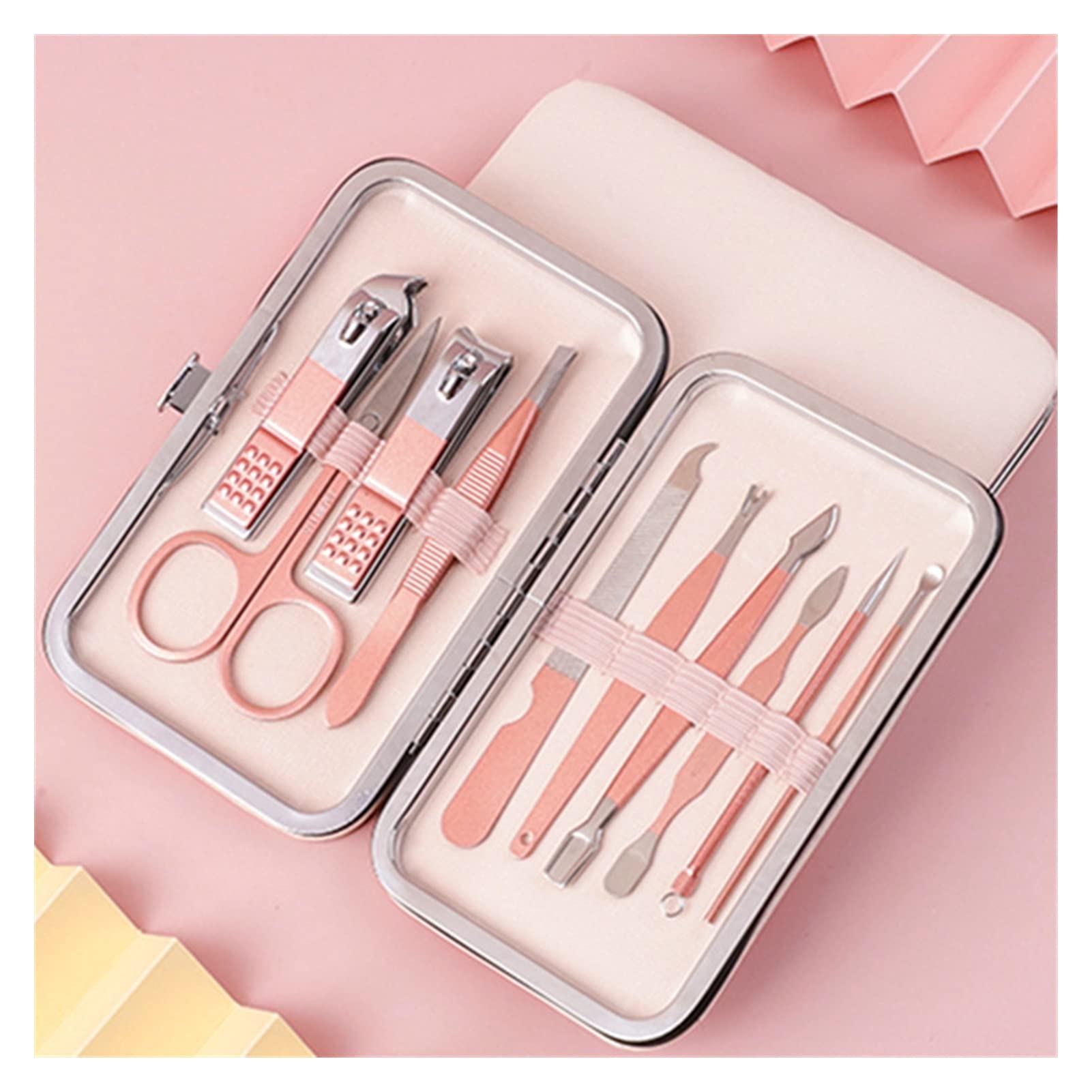 10-Piece Pink Nail Care Kit - Professional Scissors, Nail Clippers, Dead Skin Pliers, Pedicure Knife & Manicure Tools for Home & Salon Use
