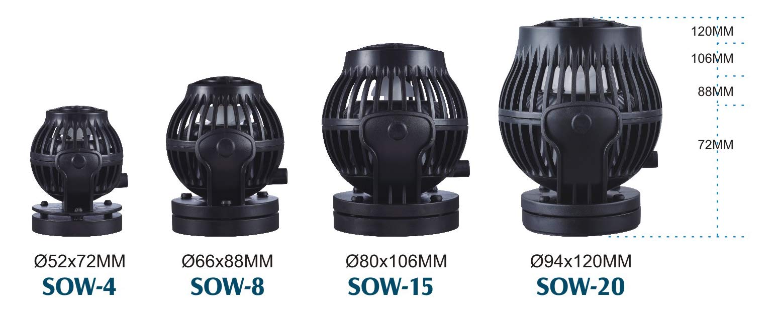 Jebao SOW-20 Wave Maker Flow Pump with Controller for Saltwater Marine Reef Aquarium - Powerful Water Circulation for Coral Tanks & Fish Tanks