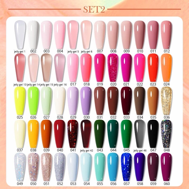 Born Pretty Gel Polish Kit - 60 Colors All Shine On Me Kit 2 for DIY Nails, Salon & Home Manicure | Long-Lasting UV/LED Nail Art Set for Women & Professionals