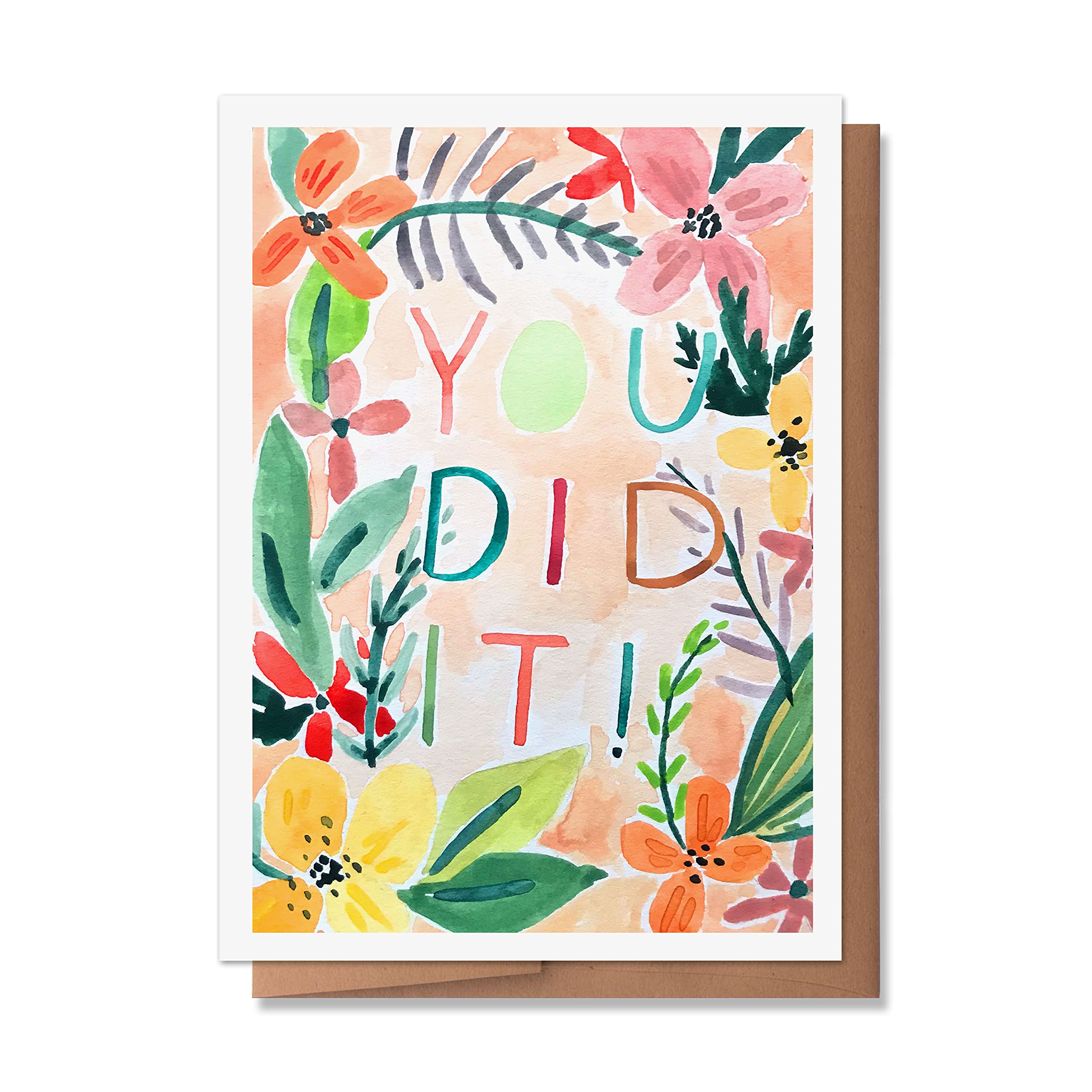 Wunderkid You Did It! Happy Graduation Card - Cute & Artistic 2024 Graduation Greeting Card (Blank Inside, Single Card) - Perfect for High School & College Graduation Gifts