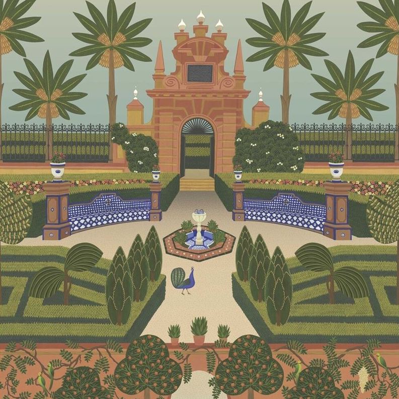 Cole and Son Alcazar Gardens Red Global Wallpaper - Premium Floral Design for Living Room, Bedroom & Dining Room Decor