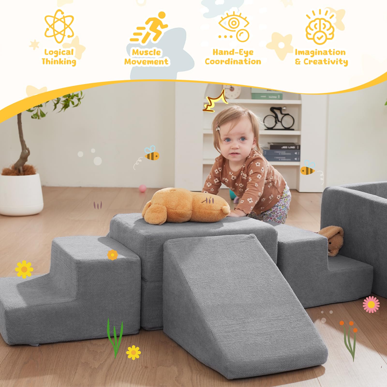 **Foam Climbing Blocks for Toddlers - Soft Play Climbing Toys with Large Ball Pit (No Balls Included) - Indoor Crawling, Sliding & Play Set for Kids - Perfect for Home Playrooms, Daycares & Preschools**