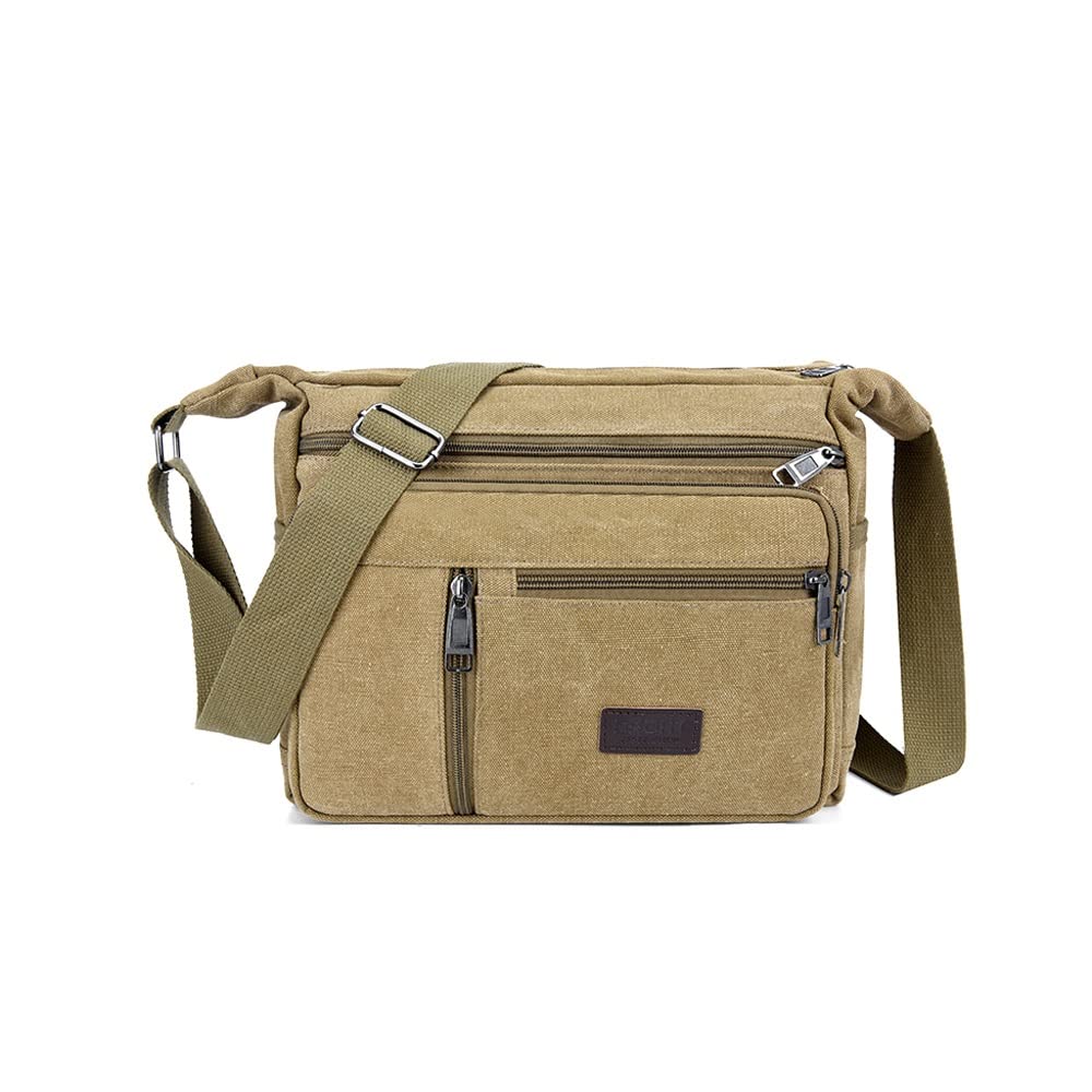 Durable Canvas Crossbody Shoulder Bag for Men - Zippered Casual Messenger Bag with Adjustable Strap, Perfect for Travel, Work, School & Daily Commute | Water-Resistant Bookbag & Business Briefcase Alternative