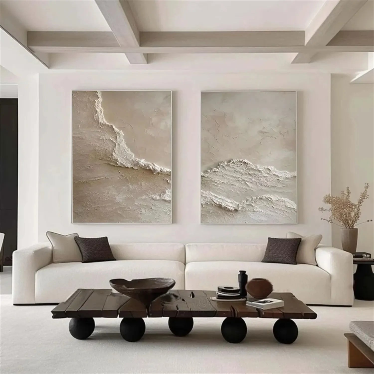 Ocean and Sky Wall Art Set of 2 - Modern Coastal Paintings for Living Room & Bedroom Decor | OS 220