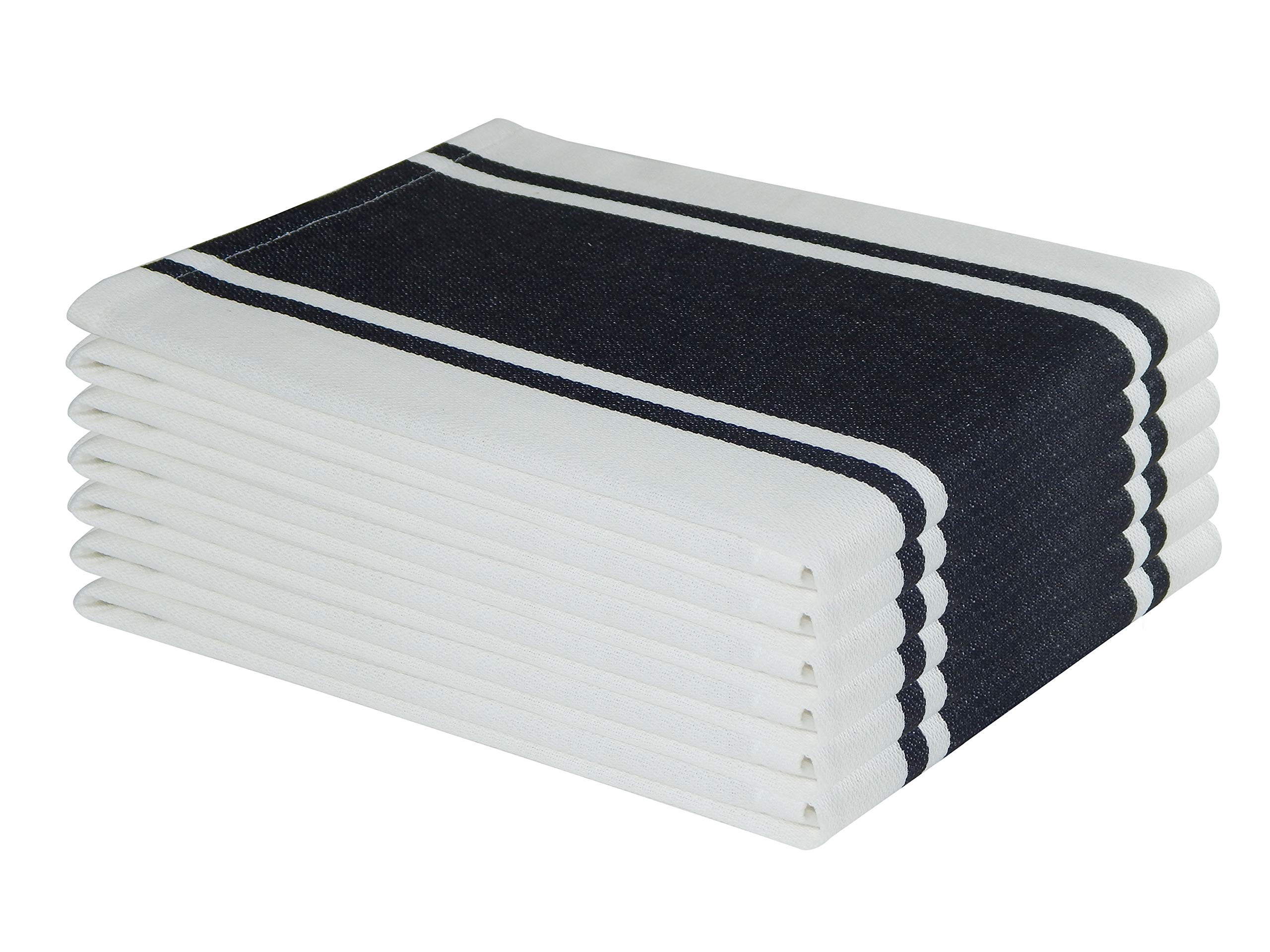 Premium 100% Cotton Kitchen Towels Set - 6 Pack (20x28 Inch) | Super Absorbent, Quick Drying & Ultra Soft Dish Towels, Hand Towels & Tea Towels for Kitchen, Bar, Restaurant & Home Use (Black)