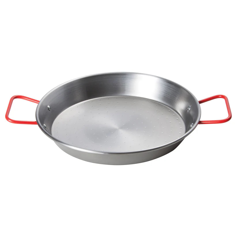 Winco 11-Inch Carbon Steel Paella Pan - Professional Polished Spanish Cooking Pan for Perfect Paella, Seafood & Rice Dishes - Ideal for Home Chefs, Outdoor Cooking & Large Gatherings