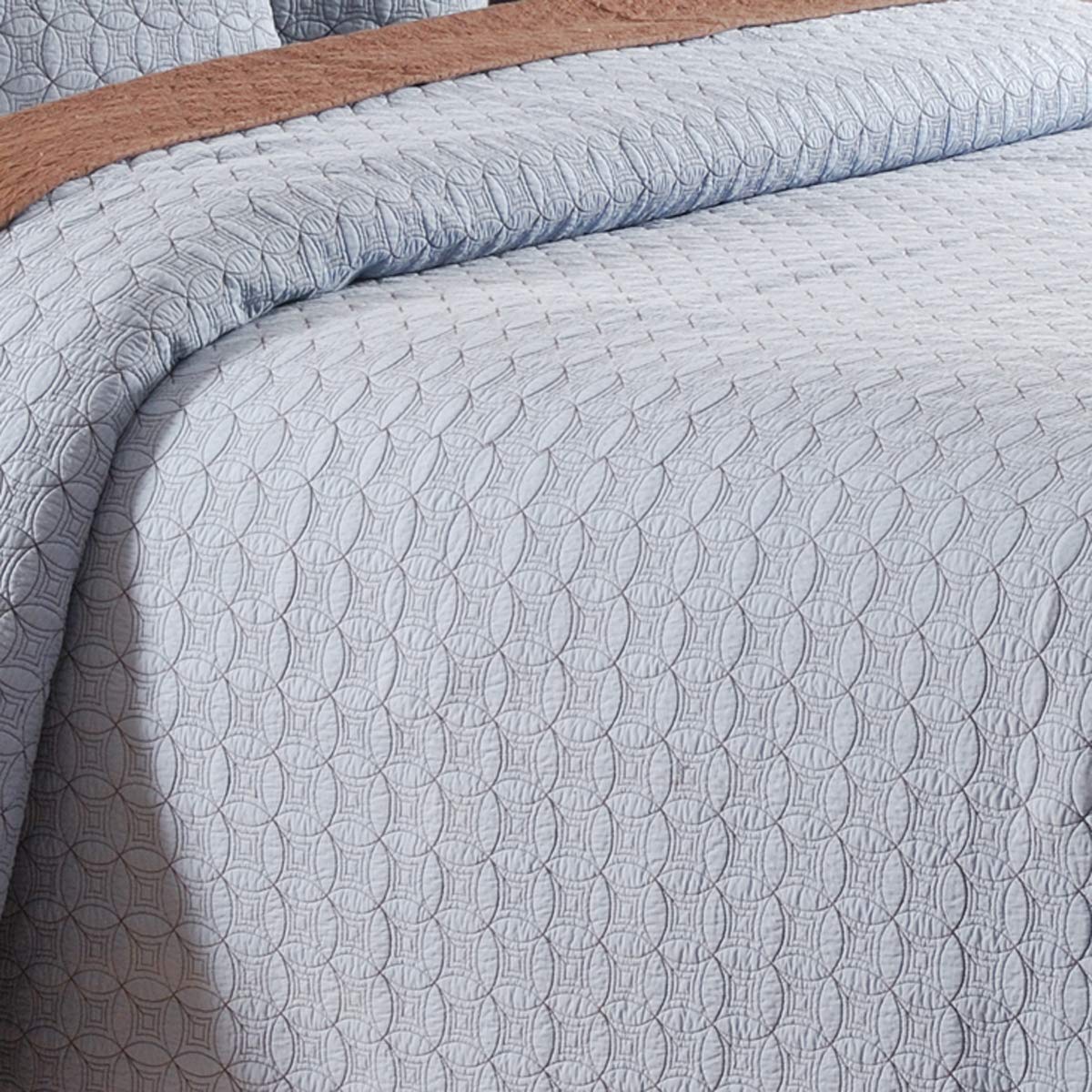 Blue Reversible 100% Cotton Quilt Bedspread Coverlet - Full/Queen Size | Machine Washable Circle Ring Design by C&F Home | Perfect for Guest Rooms, Master Bedrooms & Cozy Home Decor