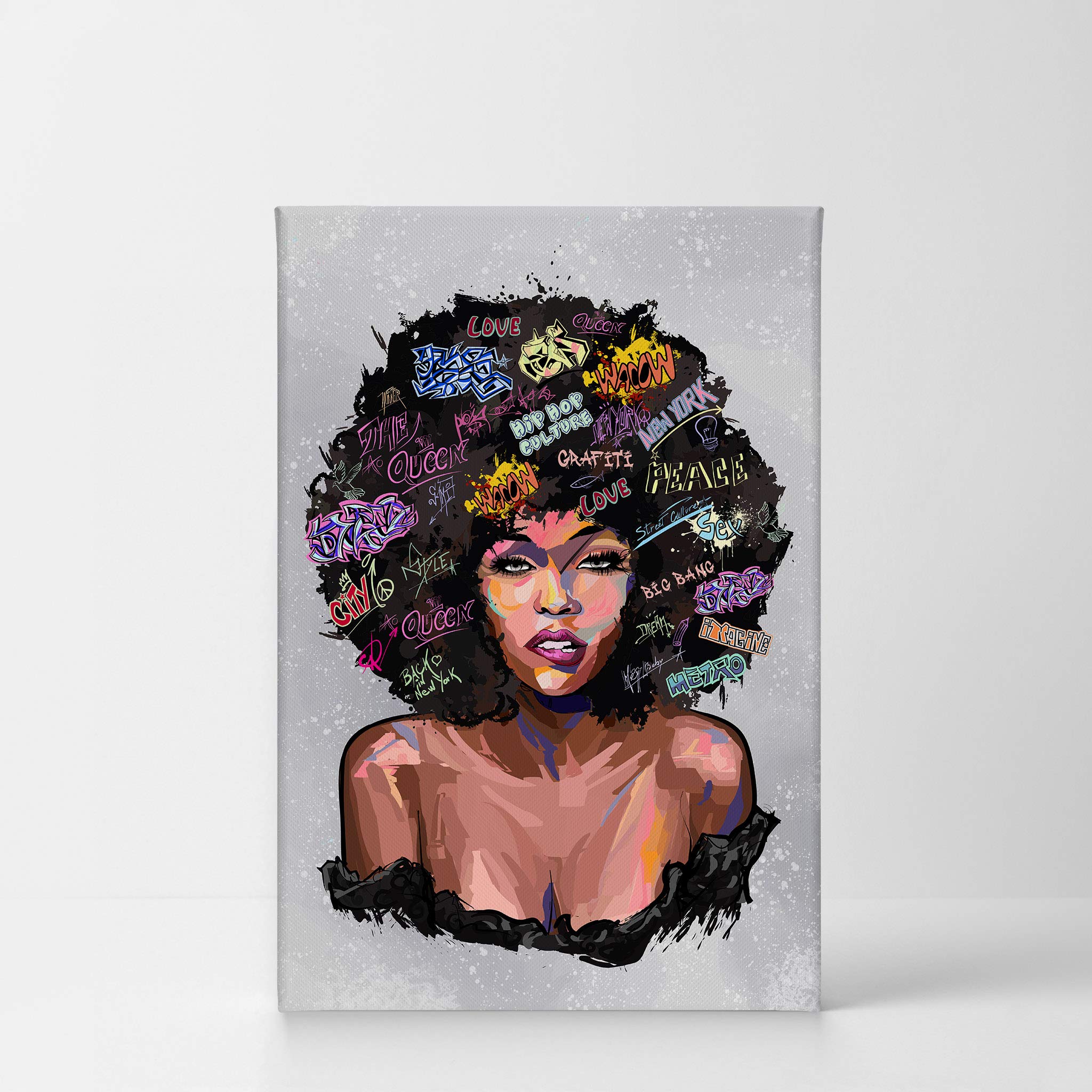 African American Wall Art Canvas Prints - Black Art Wall Decor for Living Room & Bedroom - 22x15 Inches - African American Pop Art, Black Girl Wall Art, African Art Home Decor - Perfect for Gifts & Interior Design