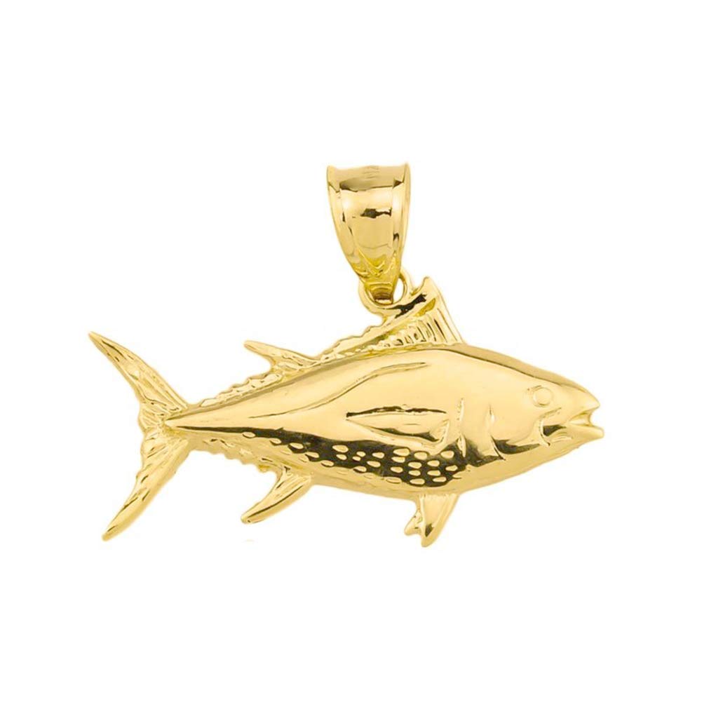 10k Yellow Gold Yellowfin Tuna Fish Charm Pendant - Durable & Elegant Jewelry for Women - Perfect for Beach Vacations, Fishing Trips & Ocean-Themed Gifts