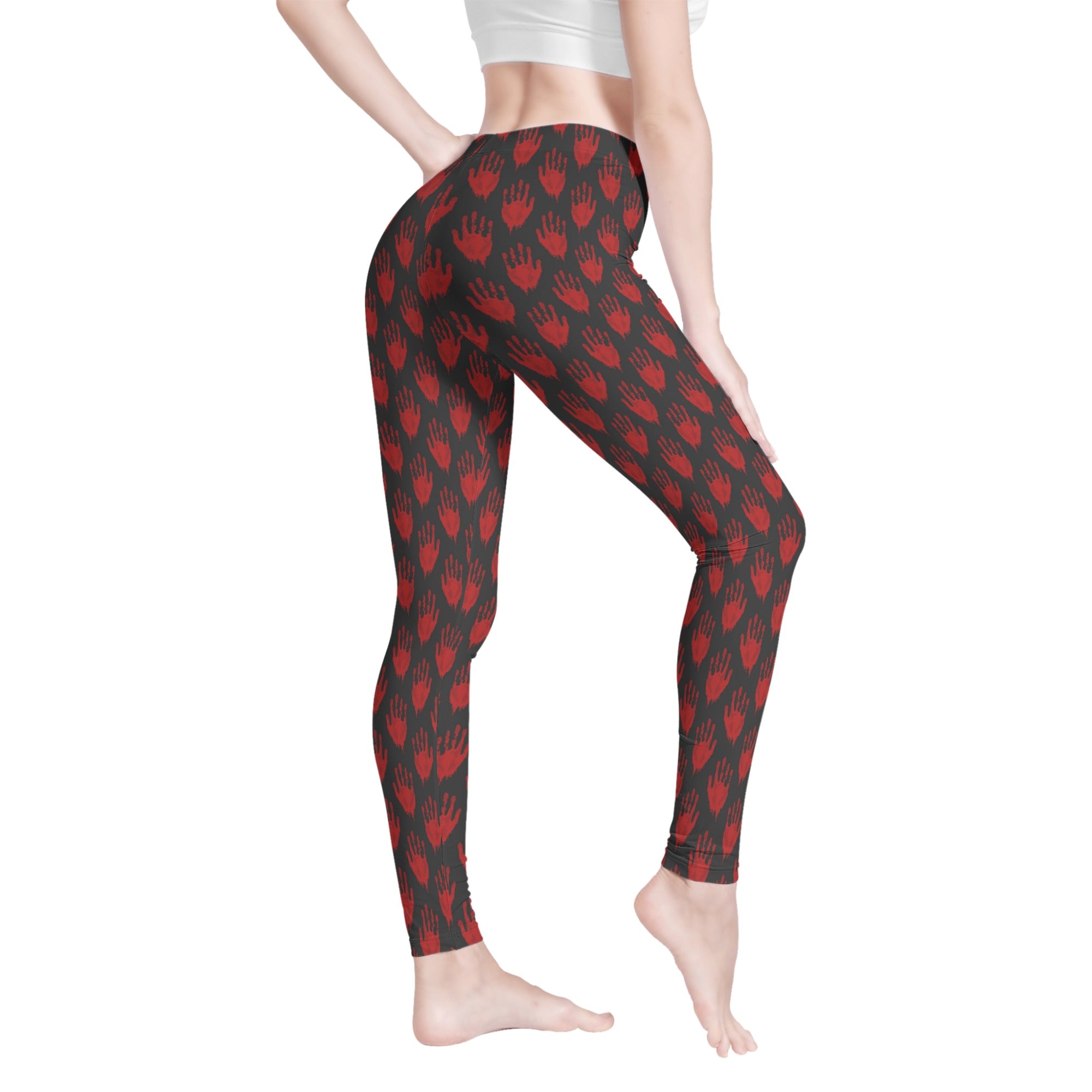 Bloody Hands Print Leggings - Spooky Halloween Costume, Cosplay & Horror Theme Outfit for Women - Perfect for Halloween Parties, Haunted Houses & Themed Events