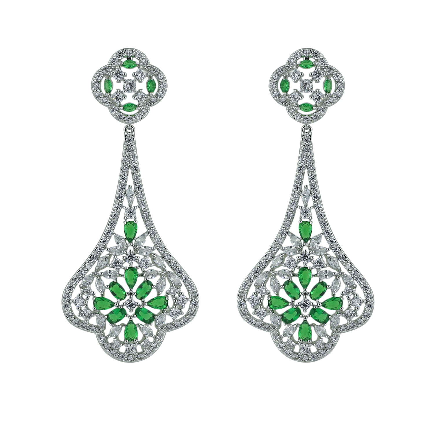 Elegant Cubic Zirconia CZ Dangle Water Drop Earrings for Women - CE10577 | Perfect for Weddings, Parties & Evening Events
