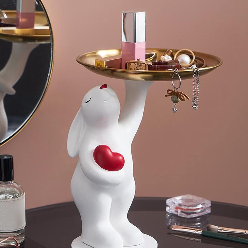 Decorative Resin Storage Tray with Bow - Candy Dish, Jewelry Holder & Key Organizer for Home, Office, Living Room, Bedroom | Perfect for Organizing Earrings, Keys and Displaying Sweets on Table or Desk