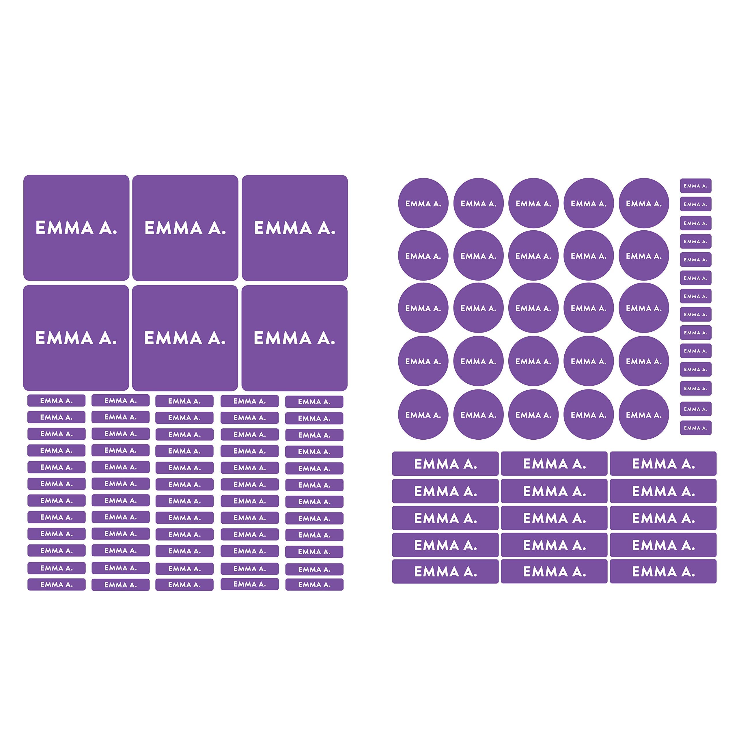 Andaz Press Custom Personalized Waterproof School Name Labels - Royal Purple 120-Pack | Kids Name Stickers for School Supplies, Preschool & Daycare | Perfect for Books, Lunch Boxes & Water Bottles