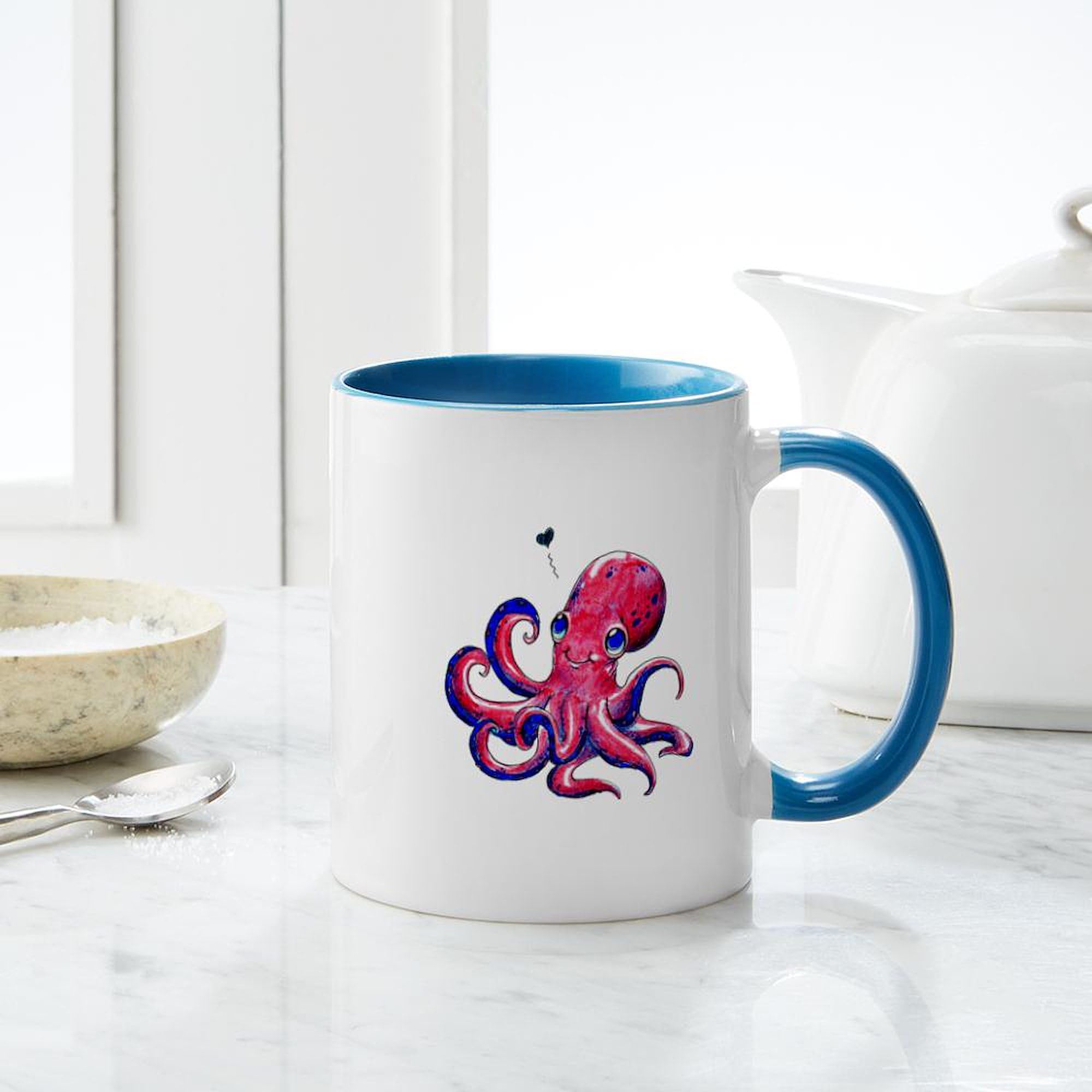 Squid Love 11 oz (325 ml) Ceramic Coffee Mug - Perfect for Tea, Hot Chocolate & Office Use - Cute Gift for Coffee Lovers