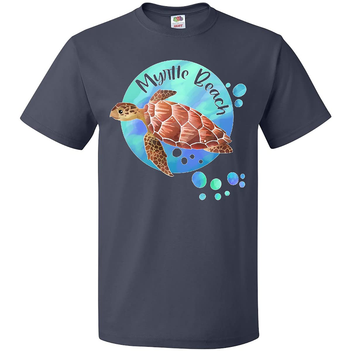 Inktastic Myrtle Beach Sea Turtle and Bubbles Graphic T-Shirt for Men & Women - Perfect for Beach Vacations, Summer Outfits & Casual Wear