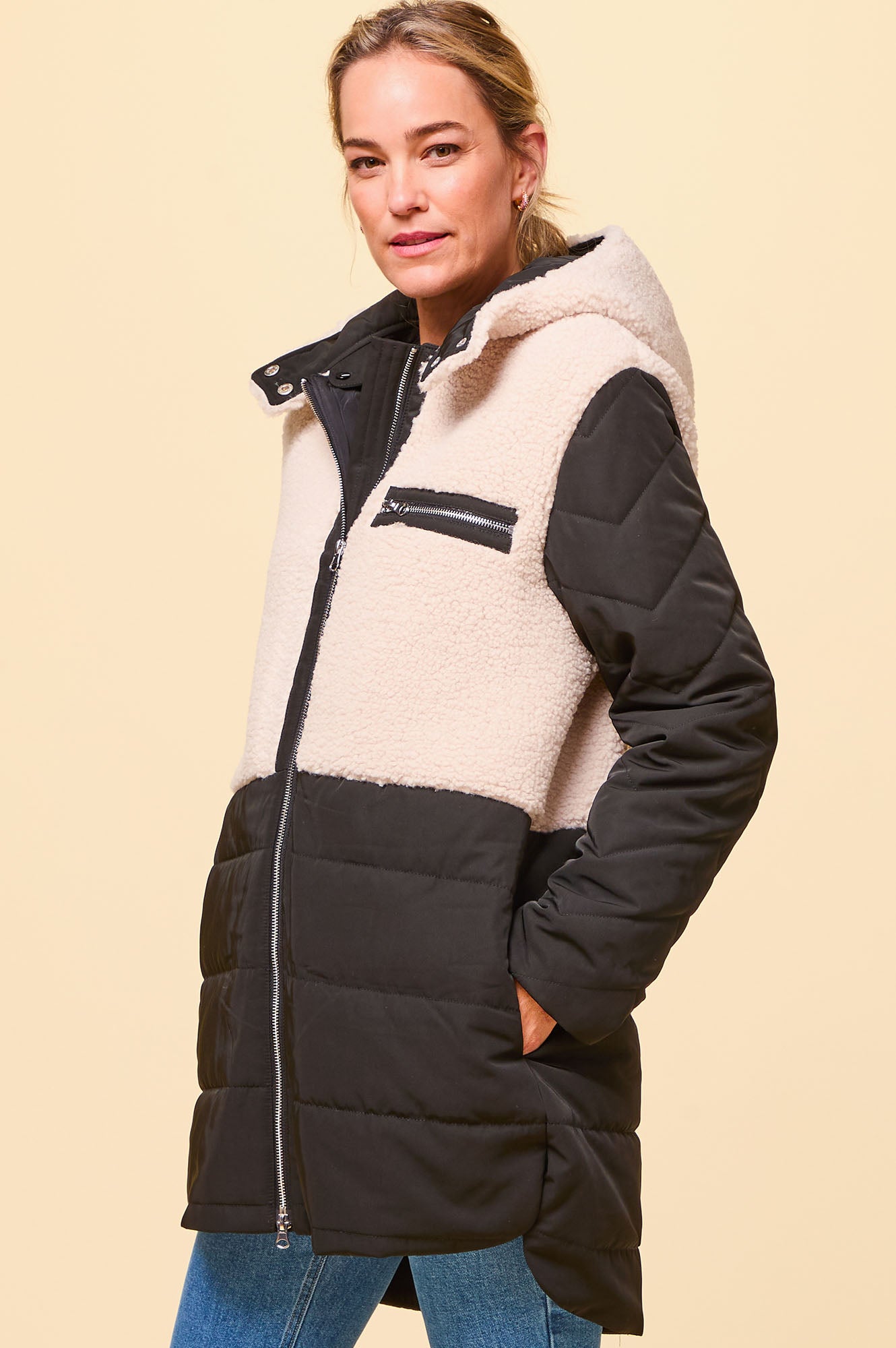 Petra Coat for Women - Classic Black & Taupe Trench Coat | Waterproof & Windproof Outerwear for Fall & Winter | Perfect for Office, Travel & Casual Wear