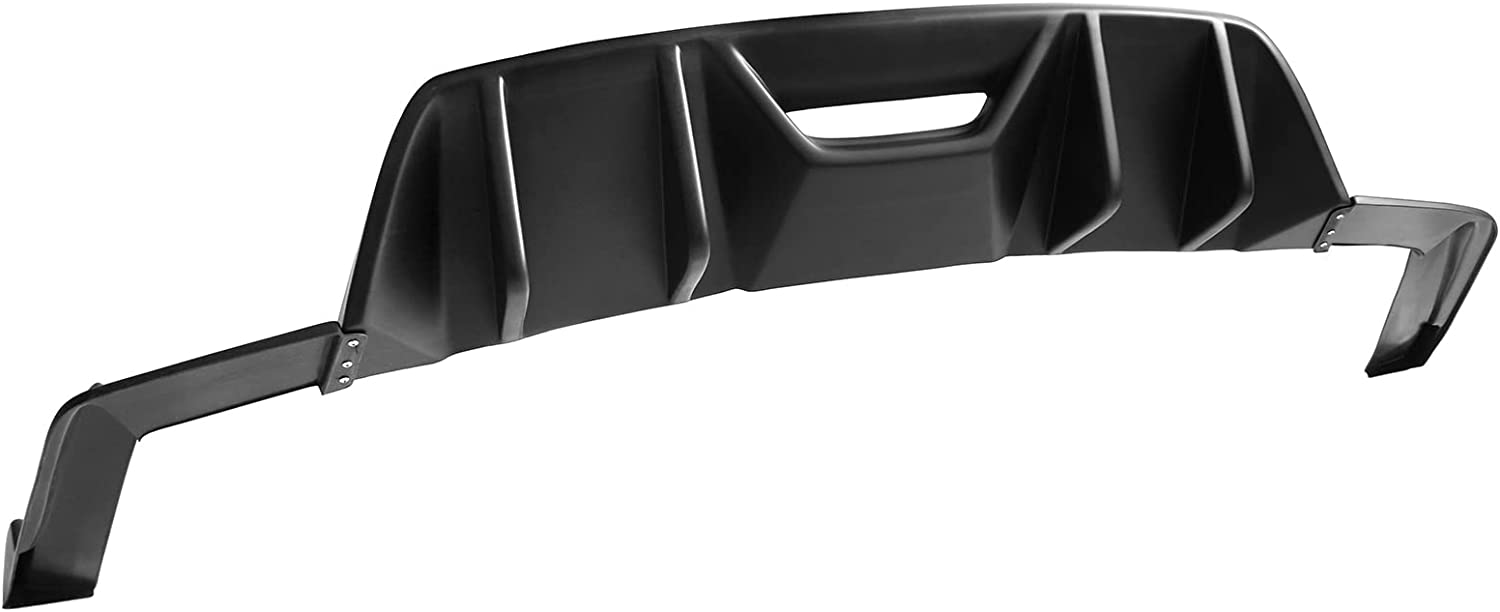 2015-2017 Ford Mustang Rear Bumper Diffuser - HN Style Matte Black PP Unpainted Body Kit | Perfect for Car Mods & Street Racing Upgrades