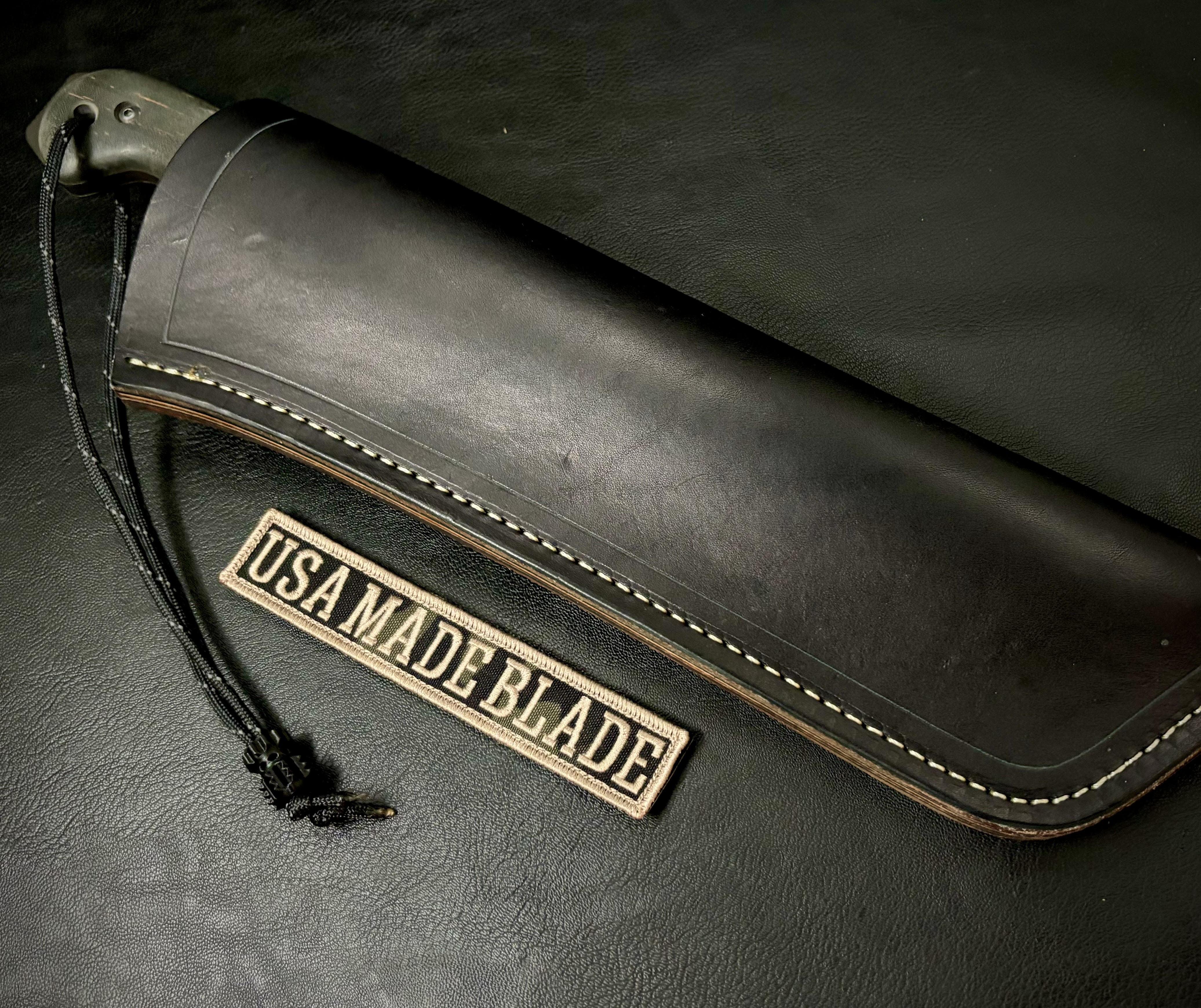 T.M. Hunt Full Custom M18 #596 Knife - Black Cut Maple Handle & Leather Sheath | Hunting, Camping, Outdoor Survival Gear