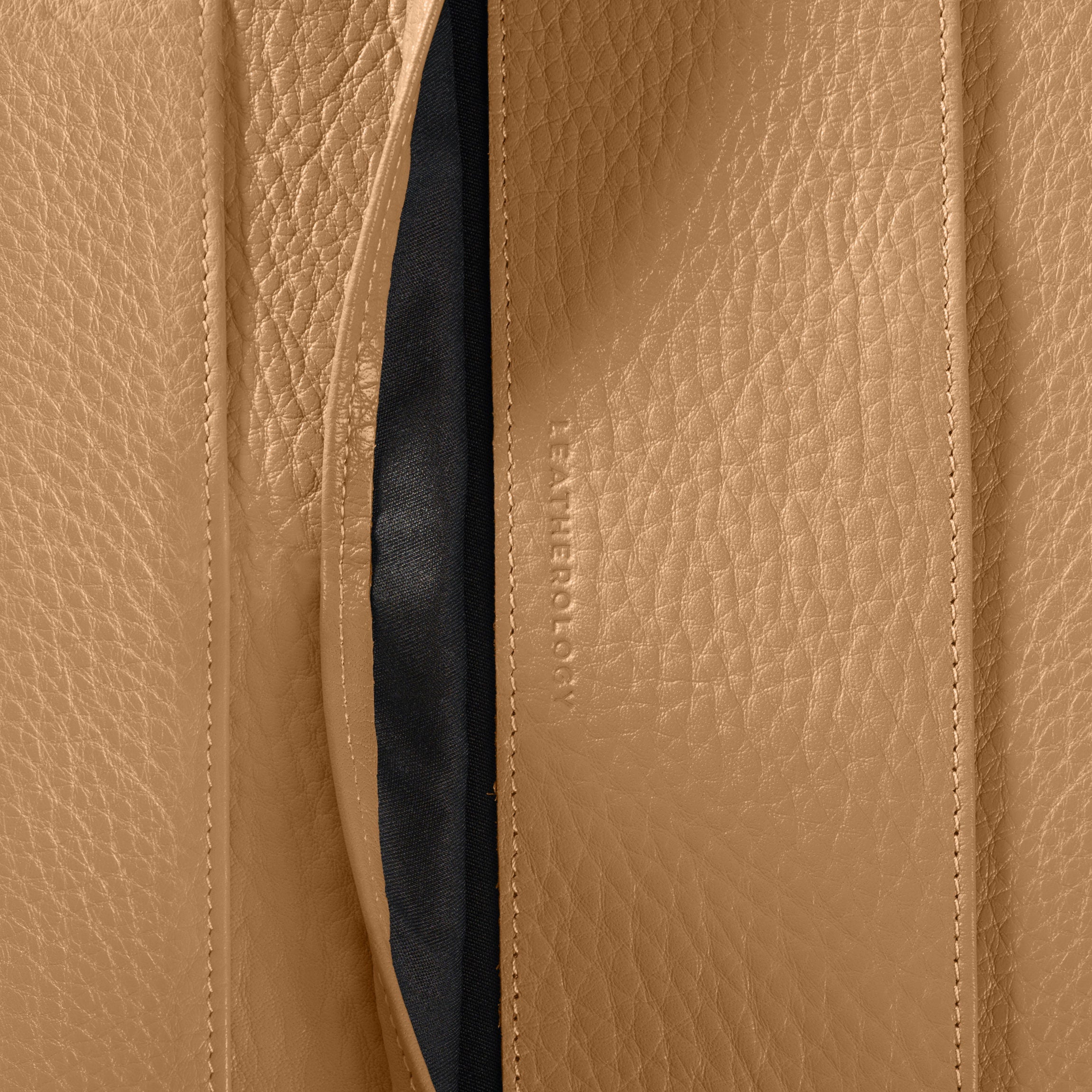 Left Handed Executive Zippered Leather Portfolio in Camel Color - Perfect for Business Meetings, Interviews & Professional Presentations