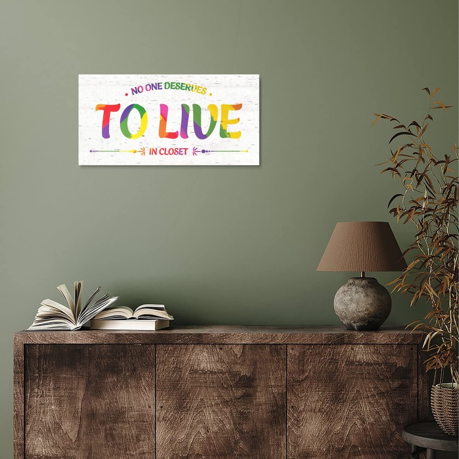 8x16 Inch Gay Pride Parade Wall Decor - Inspirational Wood Plank Plaque with 
