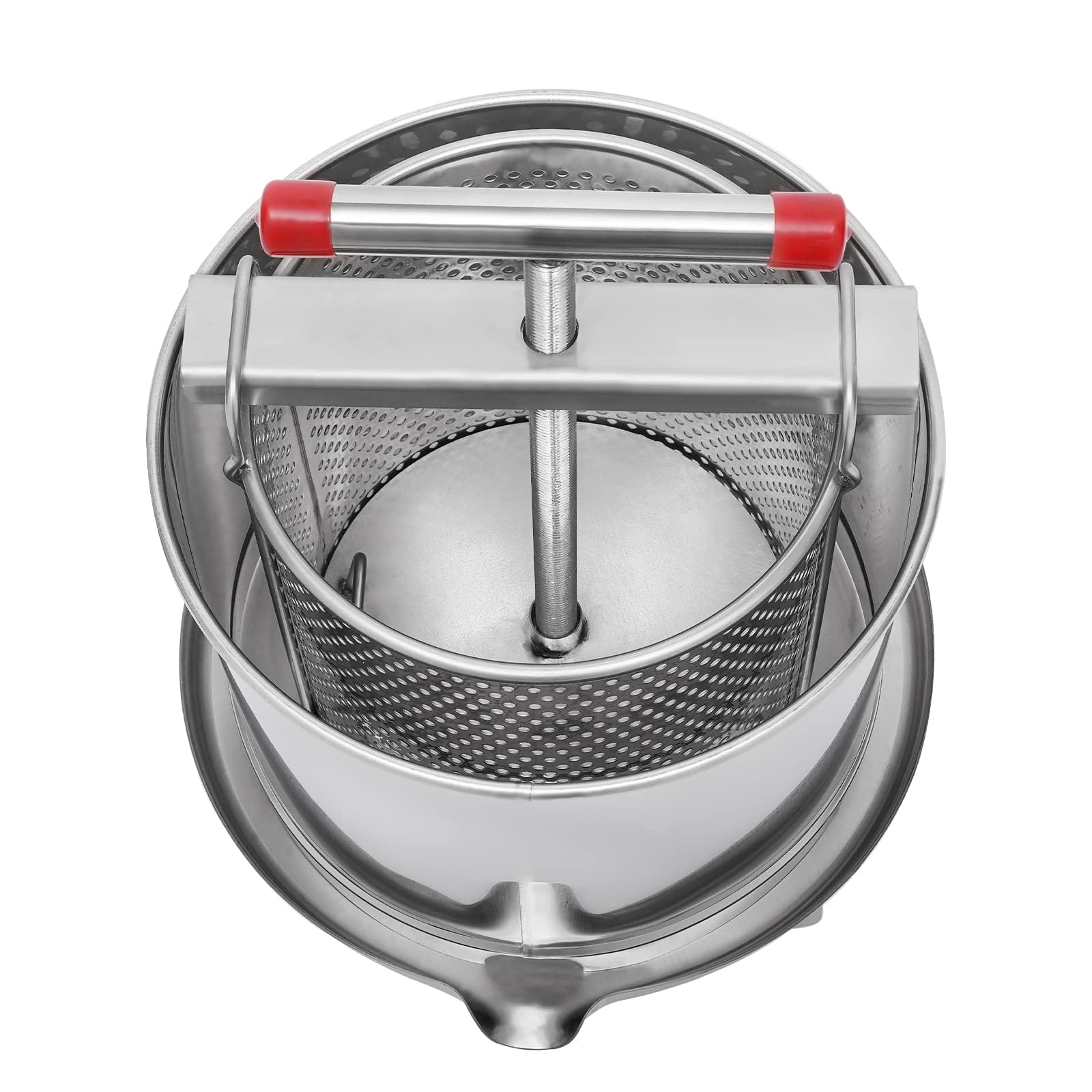 Stainless Steel Fruit Wine Press - 12.6L Manual Juice Extractor for Apple, Grape, Cider Making - Home Brewing & Kitchen Use