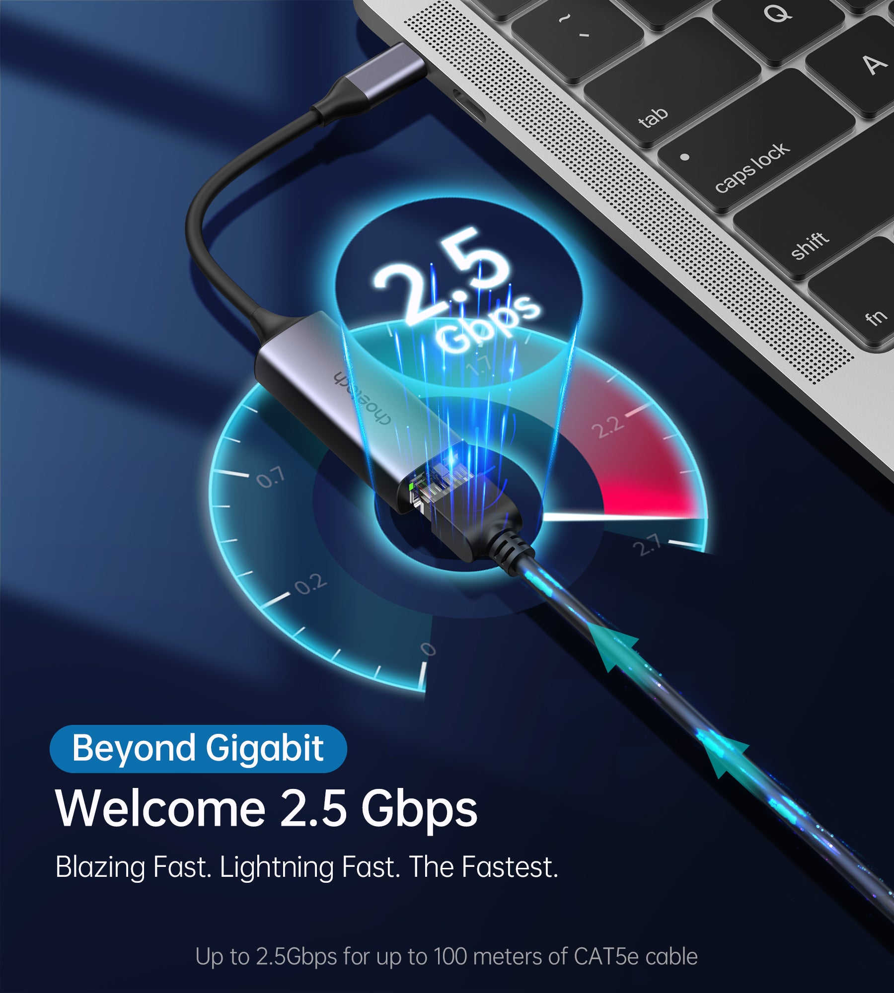 Choetech HUB R02 USB C to RJ45 2.5Gbps Ethernet Adapter - High-Speed Wired Internet for MacBook, iPad Pro & Gaming Laptops