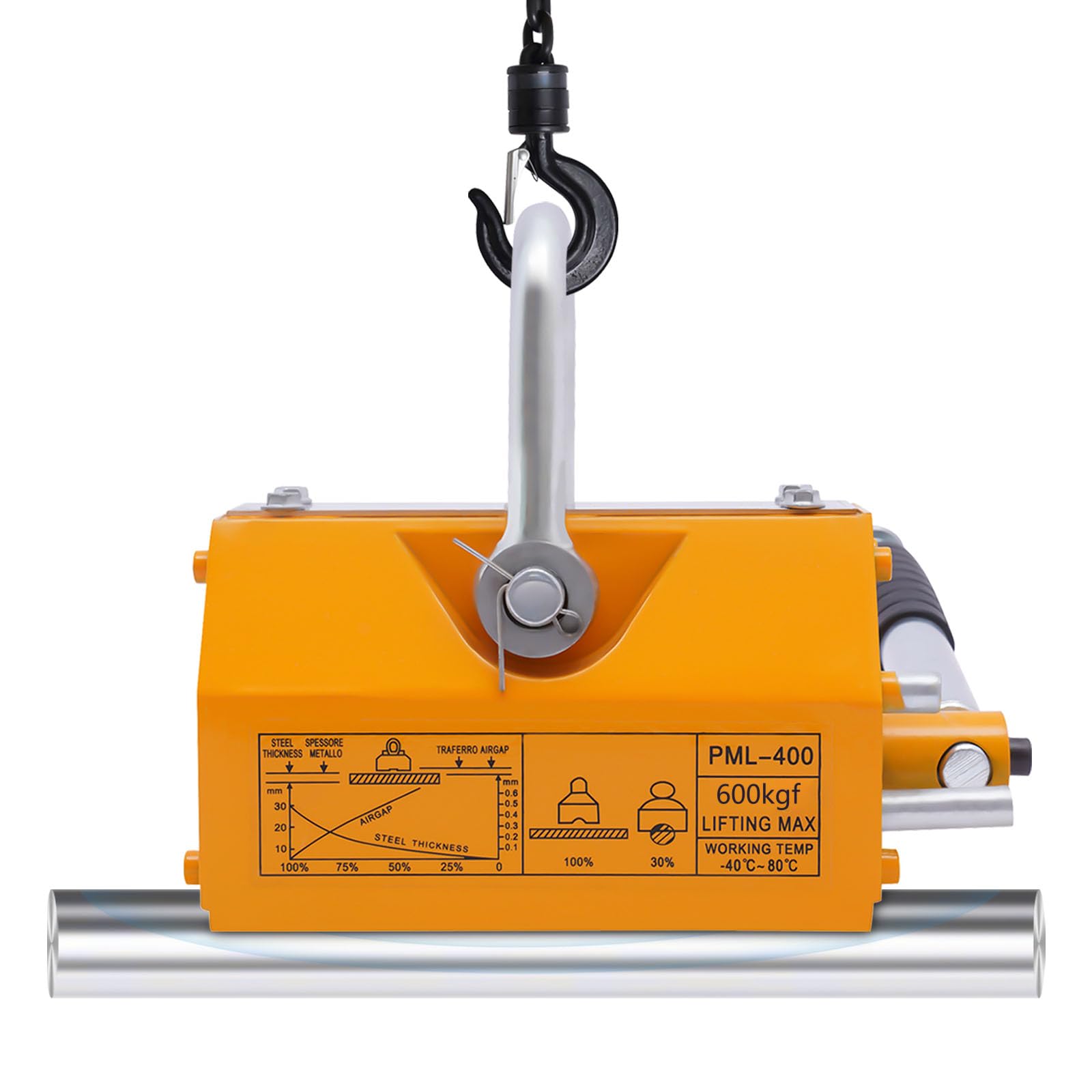 600kg (1320 Lbs) Heavy Duty Permanent Magnetic Lifter - Industrial Lifting Magnet for Steel Plates, Boards & Metal Sheets - Perfect for Hoist Shop, Crane Operations & Warehouse Lifting Scenarios