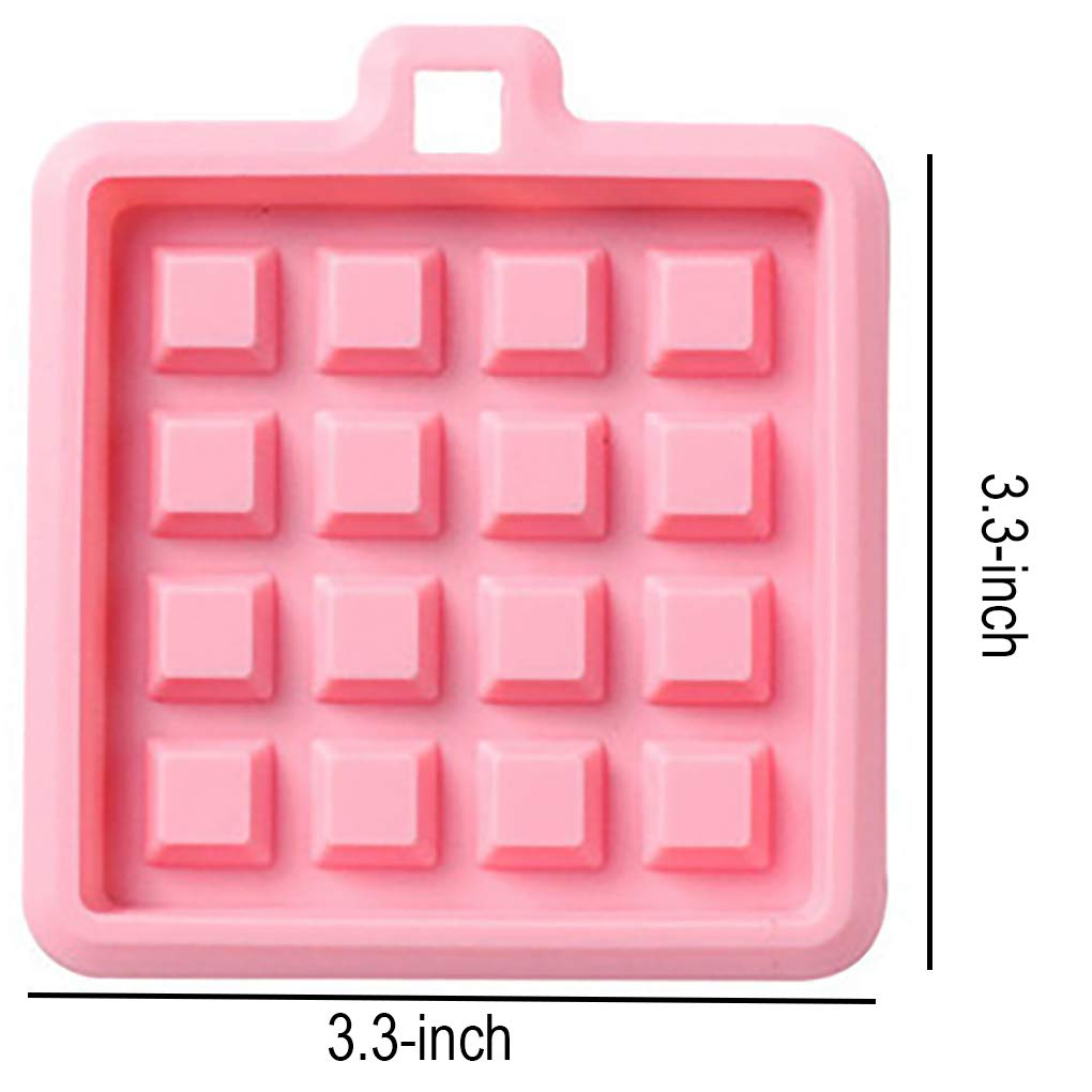 2-Pack Silicone Waffle Molds - Non-Stick Square Baking Pans for Waffles, Muffins, Cakes, Chocolate & Soap Making (3.3x3.3x0.4 inch) - Perfect for Home Baking, DIY Crafts & Party Treats - Blue & Pink Set