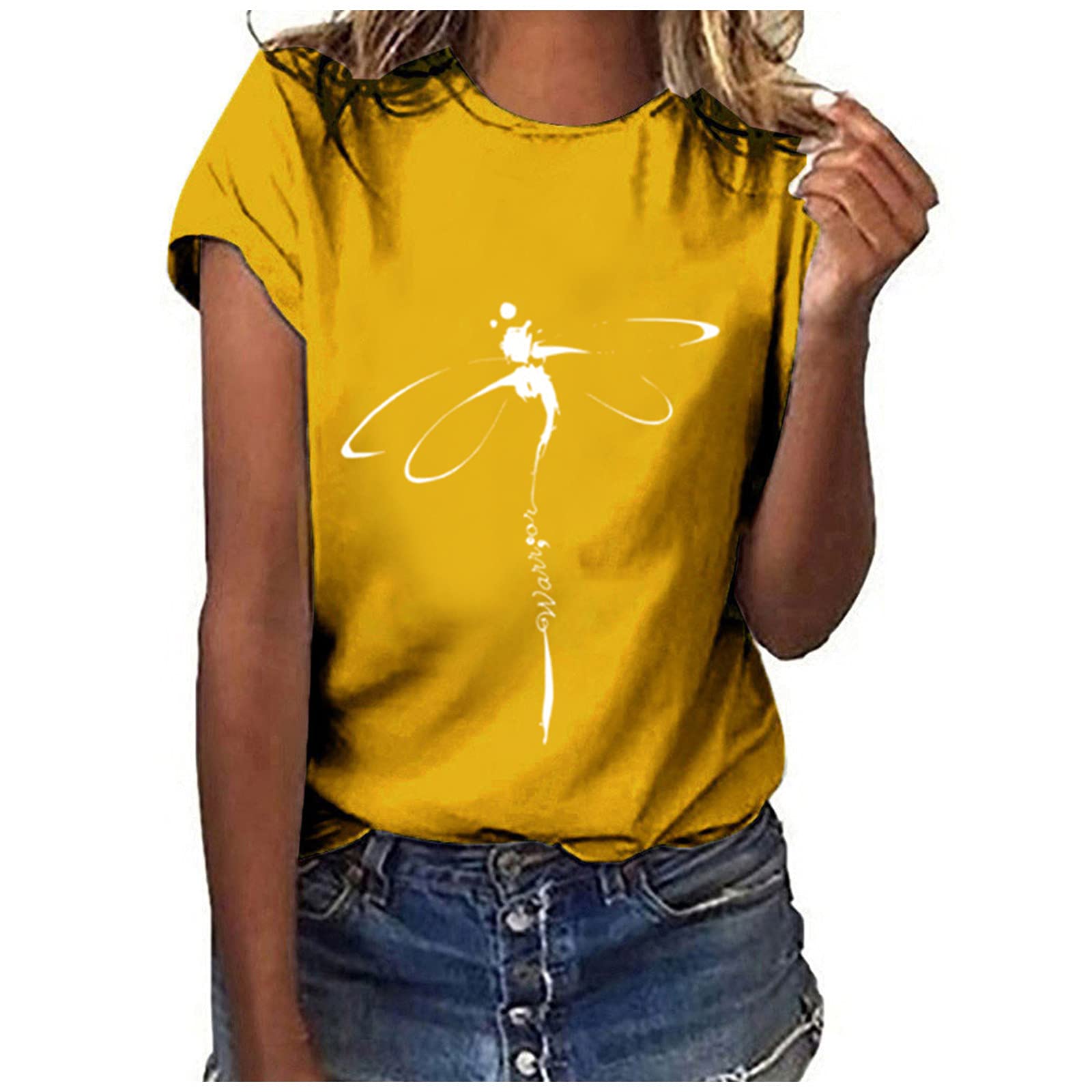 Women's Summer Tops - Casual Loose Fit Short Sleeve T-Shirts | Solid Color & Printed Round Neck Blouses for Women | Perfect for Beach, Vacation & Everyday Wear