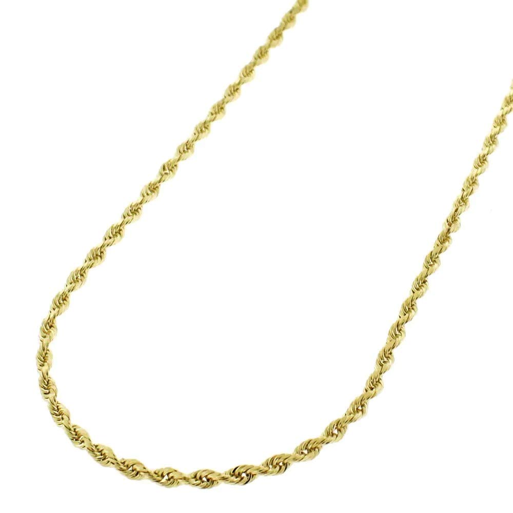 10K Gold 1.5MM Diamond Cut Rope Chain Necklace for Men & Women - Braided Twist Chain, 10 Karat Solid Gold Necklace (16-30 Inch) - Perfect for Gifts, Weddings & Everyday Elegance