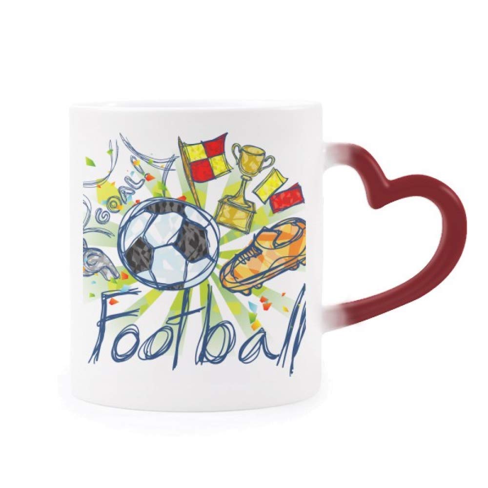 Cartoon Football Series Heat Sensitive Mug - Color Changing Soccer Design Ceramic Cup for Coffee & Tea | Perfect Gift for Sports Fans & Game Day Parties