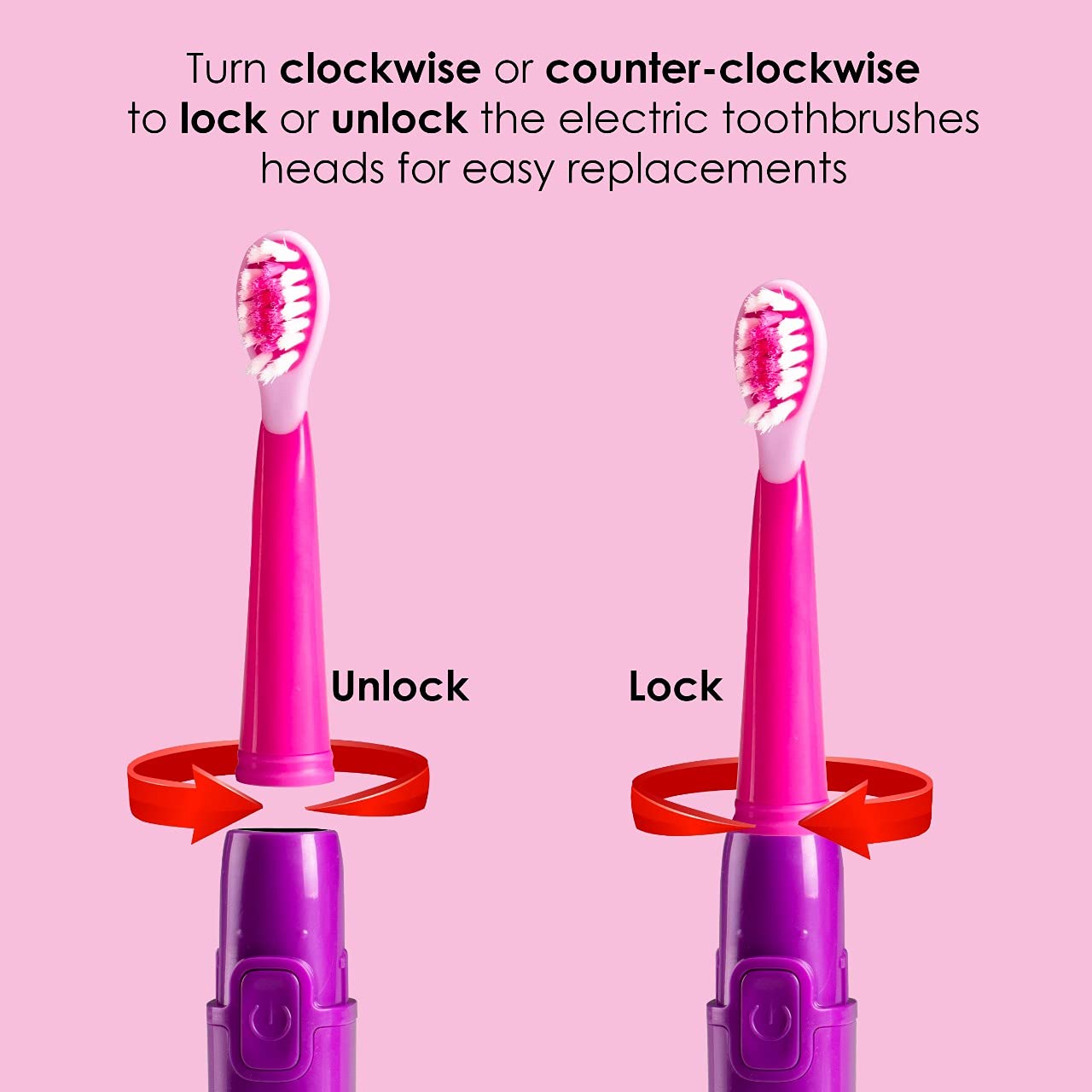 Agaro REX Replacement Brush Heads - 2 Pack Pink Refills for Electric Toothbrush | Perfect for Travel & Daily Oral Care