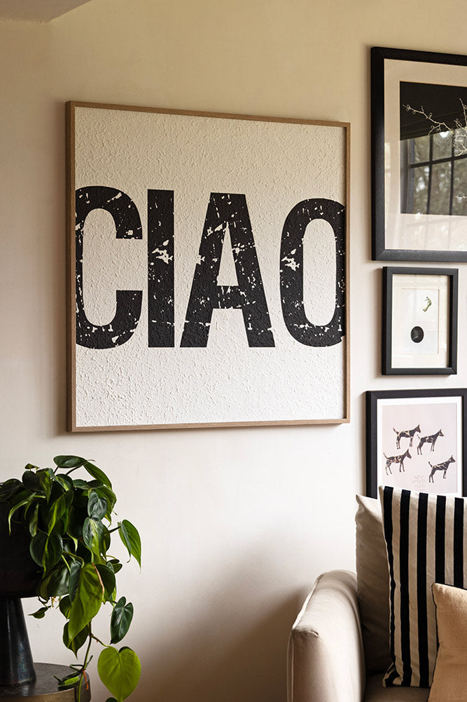 Elegant Framed Black & White Ciao Wall Art - Modern Home Decor for Living Room, Bedroom & Office