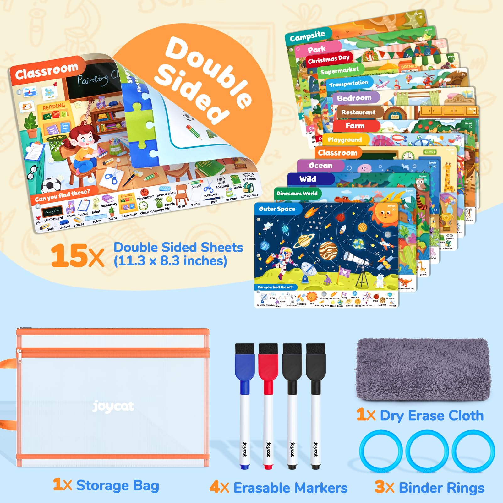 JoyCat Seek & Find Game Books - Preschool Learning Activity for Toddlers & Kids Ages 3-5 | Educational Travel Toys for Road Trips, Airplane & Car Rides | Busy Book for Boys & Girls Ages 4-8 | Perfect Birthday Gift & Travel Companion for Kids
