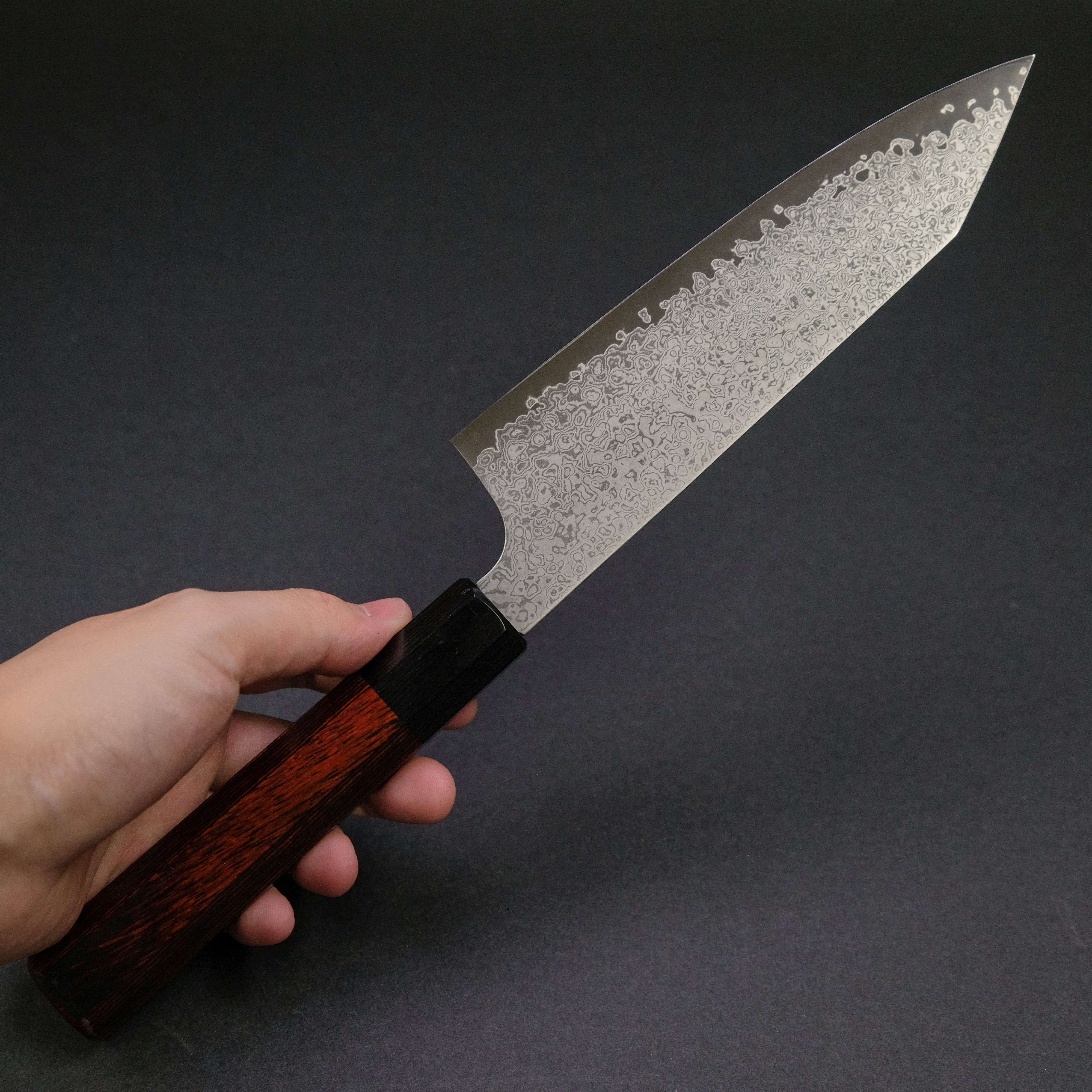 Hitohira Imojiya TH Damascus Bunka 180mm Japanese Chef Knife with Red Pakka Wood Handle - Perfect for Sushi, Vegetables & Precision Cutting