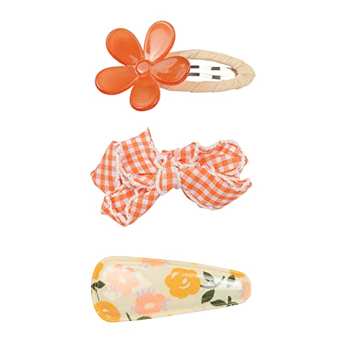 Arendelle Set of 3 Orange Sunshine Bow Hair Clips - Cute Hair Accessories for Girls, Women & Teens - Perfect for Parties, Weddings & Everyday Wear [AHA252]