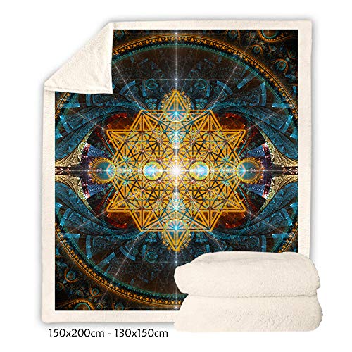 Sacred Geometry Sherpa Fleece Throw Blanket - Soft Spiritual Design for Meditation & Yoga - Large Cozy Blanket for Bed, Couch & Home Decor