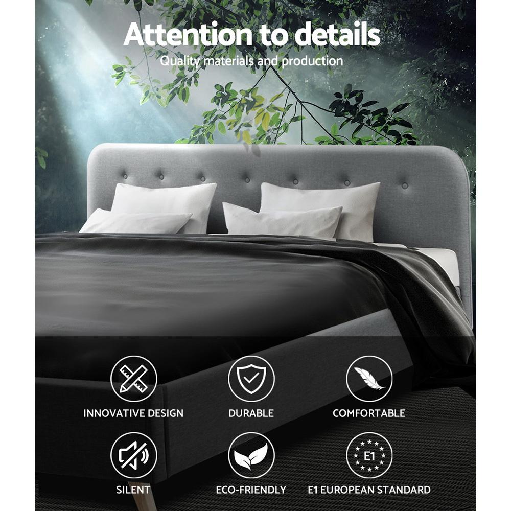 King Size Tarcoola Grey Bed & Normay Pillow Top Mattress - Medium Firm Support for Back Pain Relief - Perfect for Master Bedroom, Guest Room & Apartment Sleeping