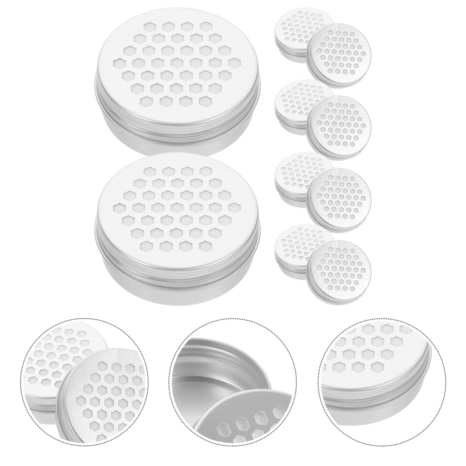 POPETPOP 10pcs 60ml Aluminum Essential Oil Diffuser Tins - Empty Aromatherapy Storage Containers with Hollow Lids, Round Travel Jars for DIY Air Fresheners, Candles & Sample Storage | Perfect for Home, Office & On-the-Go Use