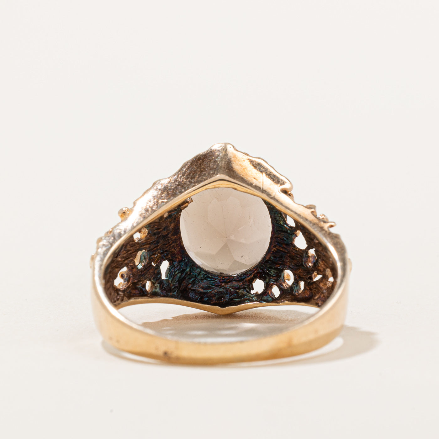 Vintage 1972 London Smoky Quartz Cocktail Ring - 3.50 Carat Genuine Stone - Size 8.5 - Elegant Evening Wear & Special Occasion Jewelry