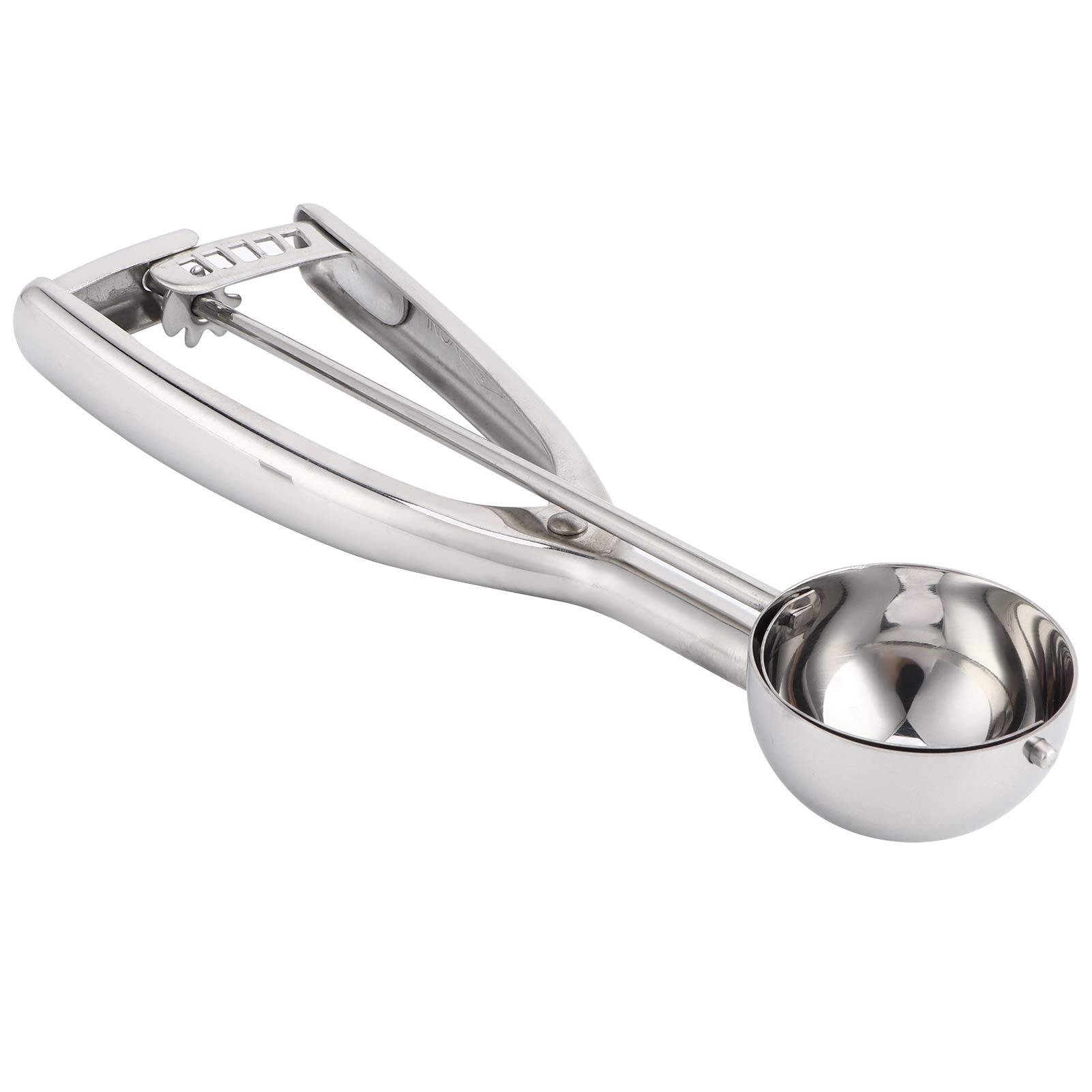Stainless Steel Cookie & Fruit Scoop with Trigger Release - Non-Toxic Kitchen Tool for Wontons, Ice Cream, Pancakes (J10189B/44) - Perfect for Baking, Catering & Home Cooking