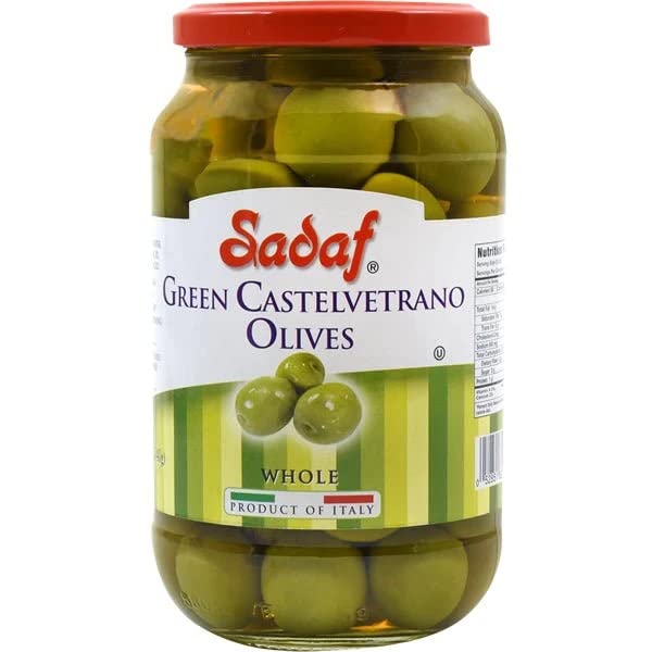 Sadaf Castelvetrano Pitted Green Olives in Jar - Italian Sicilian Olives - Product of Italy - 9 oz - Perfect for Salads, Charcuterie Boards & Mediterranean Recipes