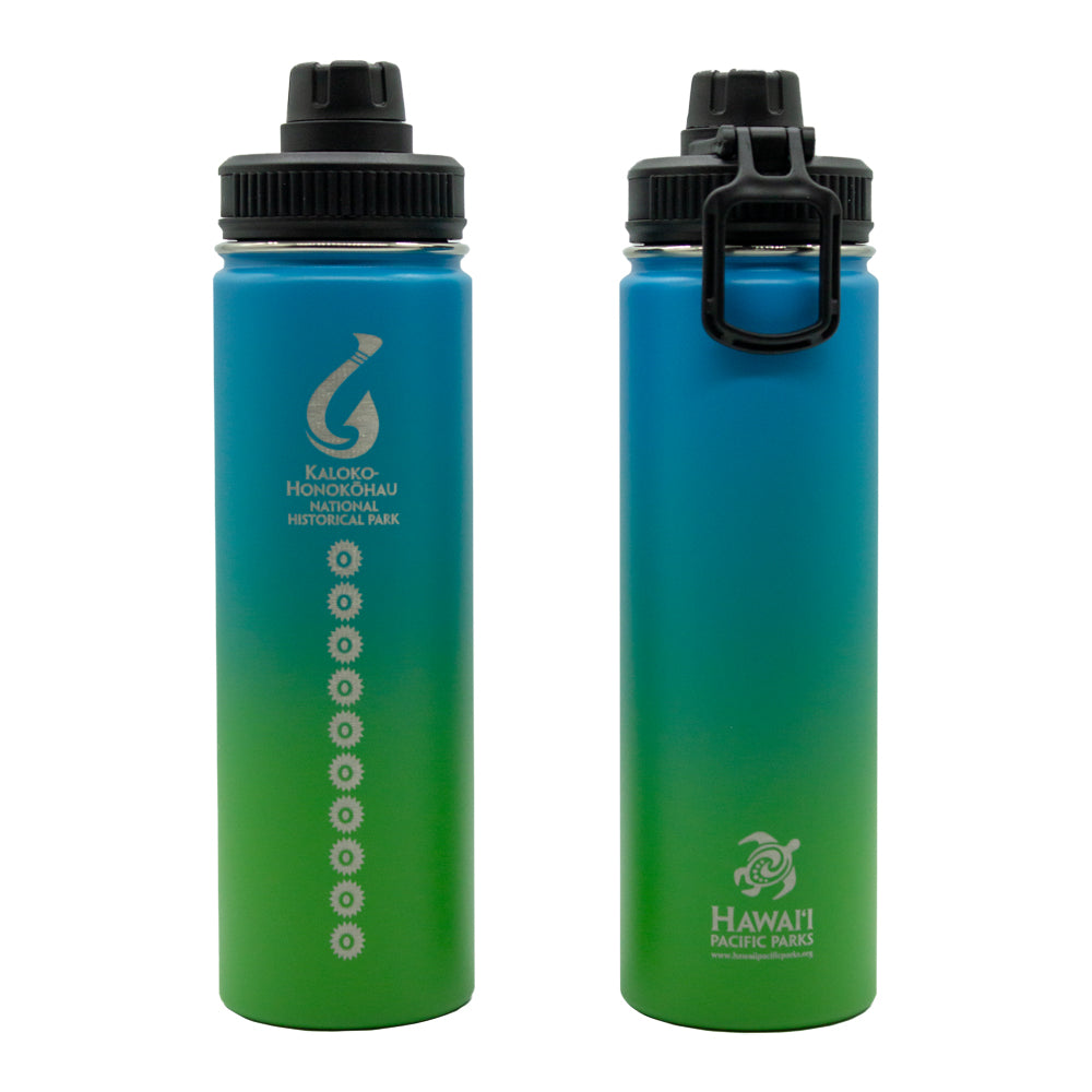 Kaloko Honokōhau National Historical Park Fish Hook Design Insulated Water Bottle - Leakproof Stainless Steel Thermos for Hiking, Camping & Outdoor Adventures