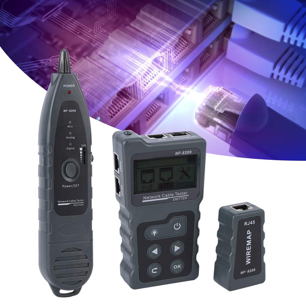 ViaGasaFamido NF-8209 Professional Network Cable Tester Kit - Wire Tracker, LAN Cable Finder & Industrial Sensor for Ethernet, RJ45, Cat5/6/7 Cable Testing - Perfect for IT Technicians, Network Installations & Home Office Setup