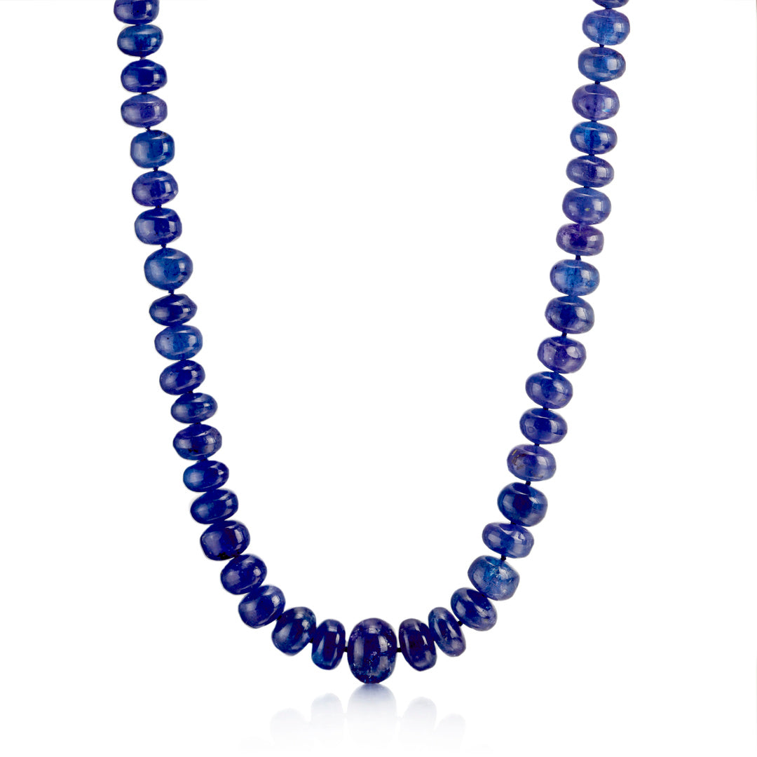 5mm-9mm Graduated Tanzanite Long Necklace for Women - Elegant Statement Jewelry for Weddings, Parties & Special Occasions