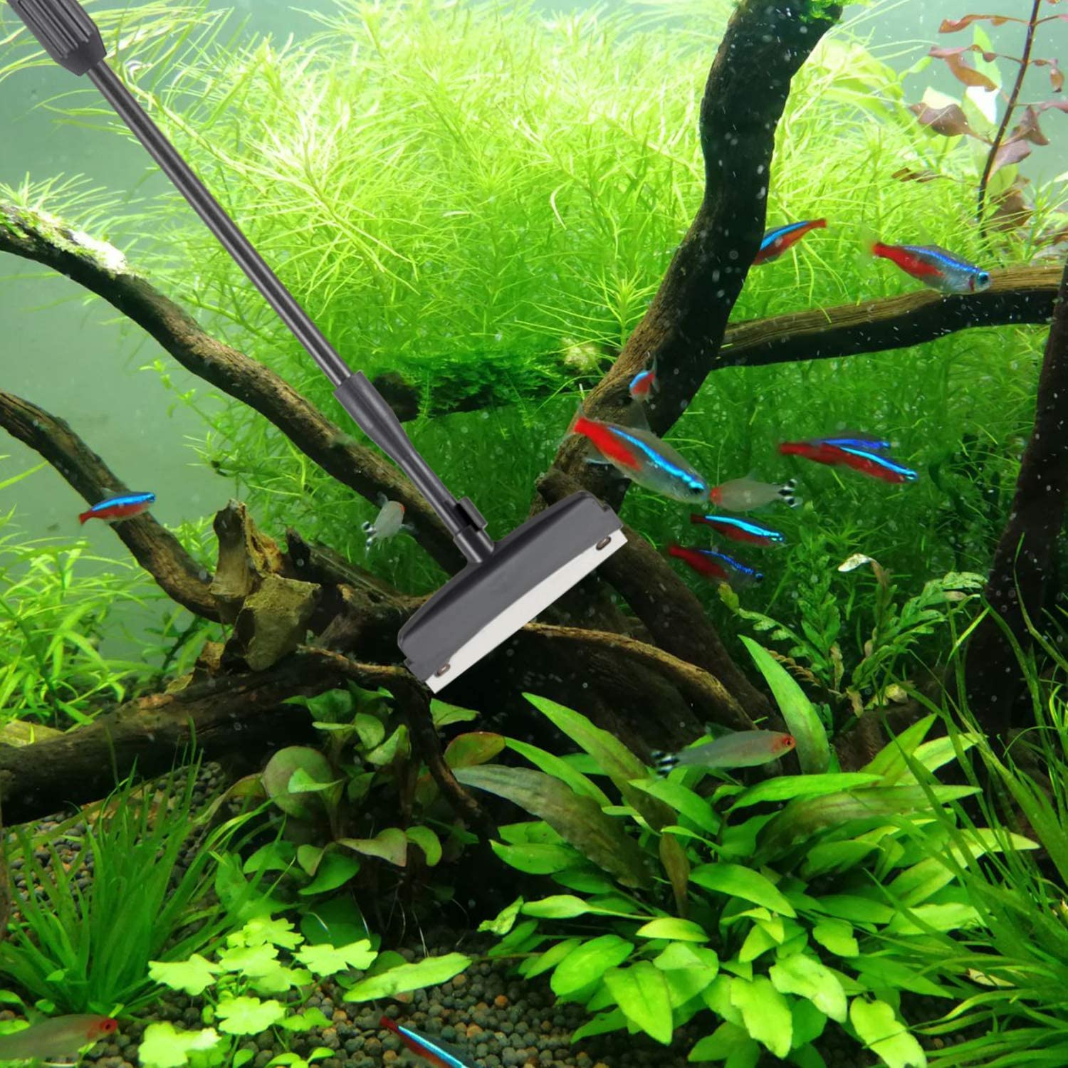Hygger 6-in-1 Carbon Fiber Aquarium Cleaner Kit - Fish Tank Brush & Scraper for Freshwater/Saltwater Tanks