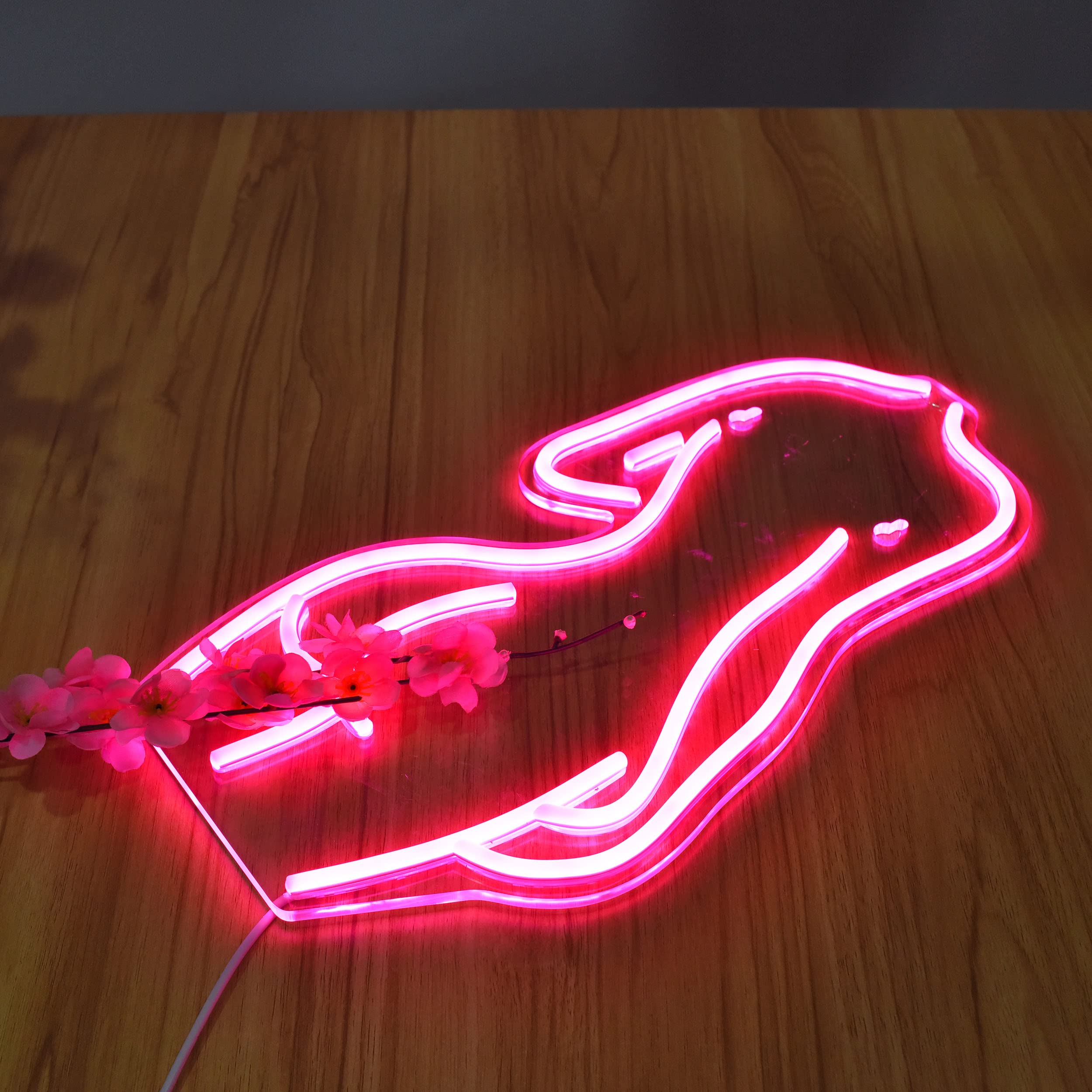 Pink LED Neon Sign for Women - 17x8.5 Inch USB Powered Backlit Wall Decor for Bedroom, Man Cave, Bar, Pub, Club, Garage & Home Parties - Perfect for Girls Room, Bachelorette Decor & Night Light