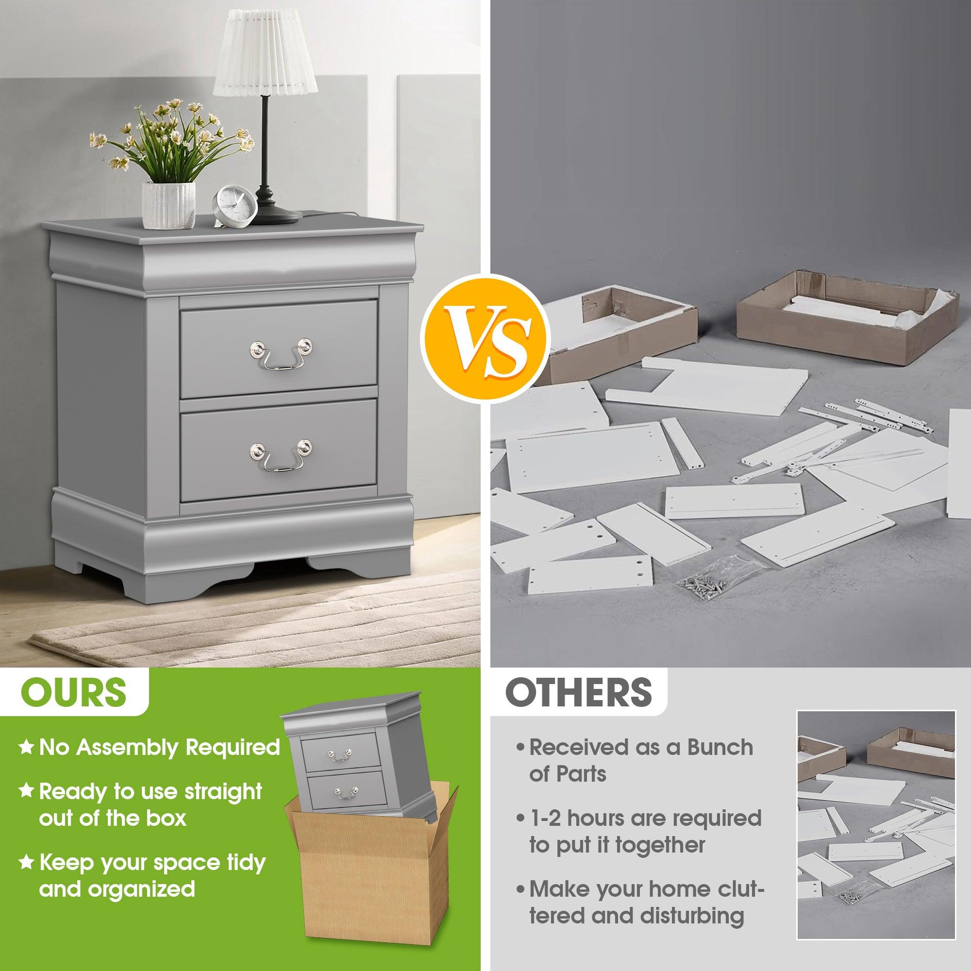 Louis Philippe Night Stand by Furniture of America - Elegant Bedside Table for Bedroom Decor, Storage & Organization
