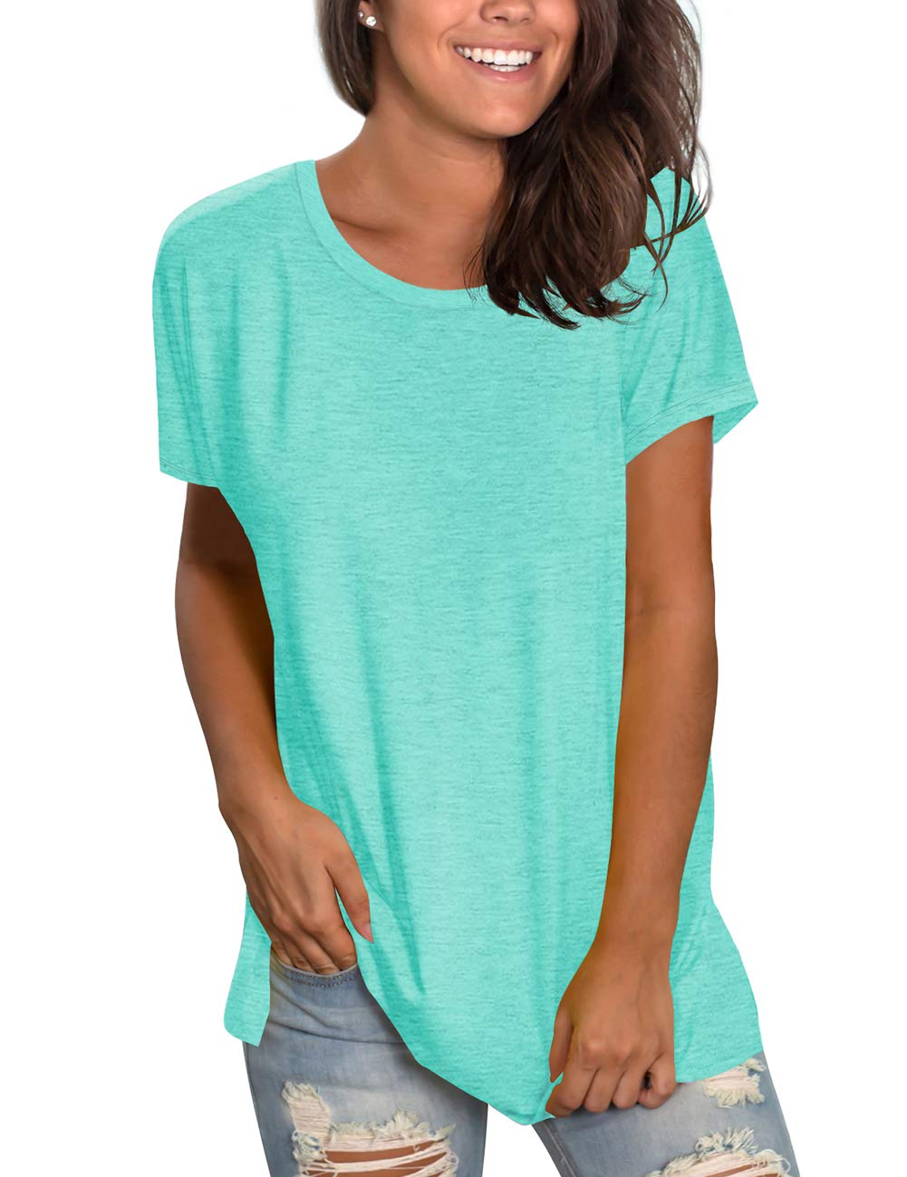Saloogoe Women's Loose Fit Short Sleeve T-Shirts - Summer Casual Yoga Tops for Workout & Everyday Wear | Comfortable Tunic Style Tee for Gym, Running, Travel & Lounge